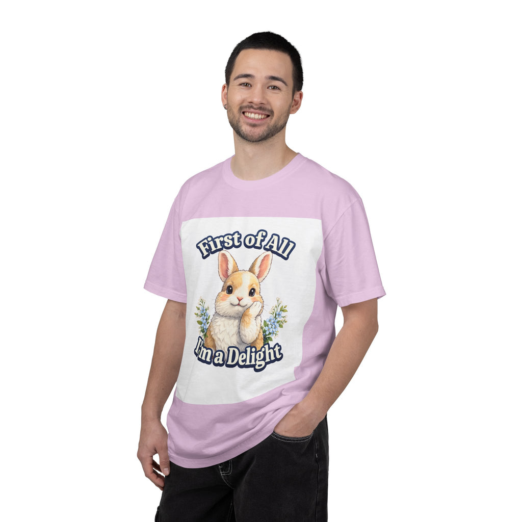 Bunny Graphic T-Shirt — "First of All I’m a Delight" Cute Rabbit Tee