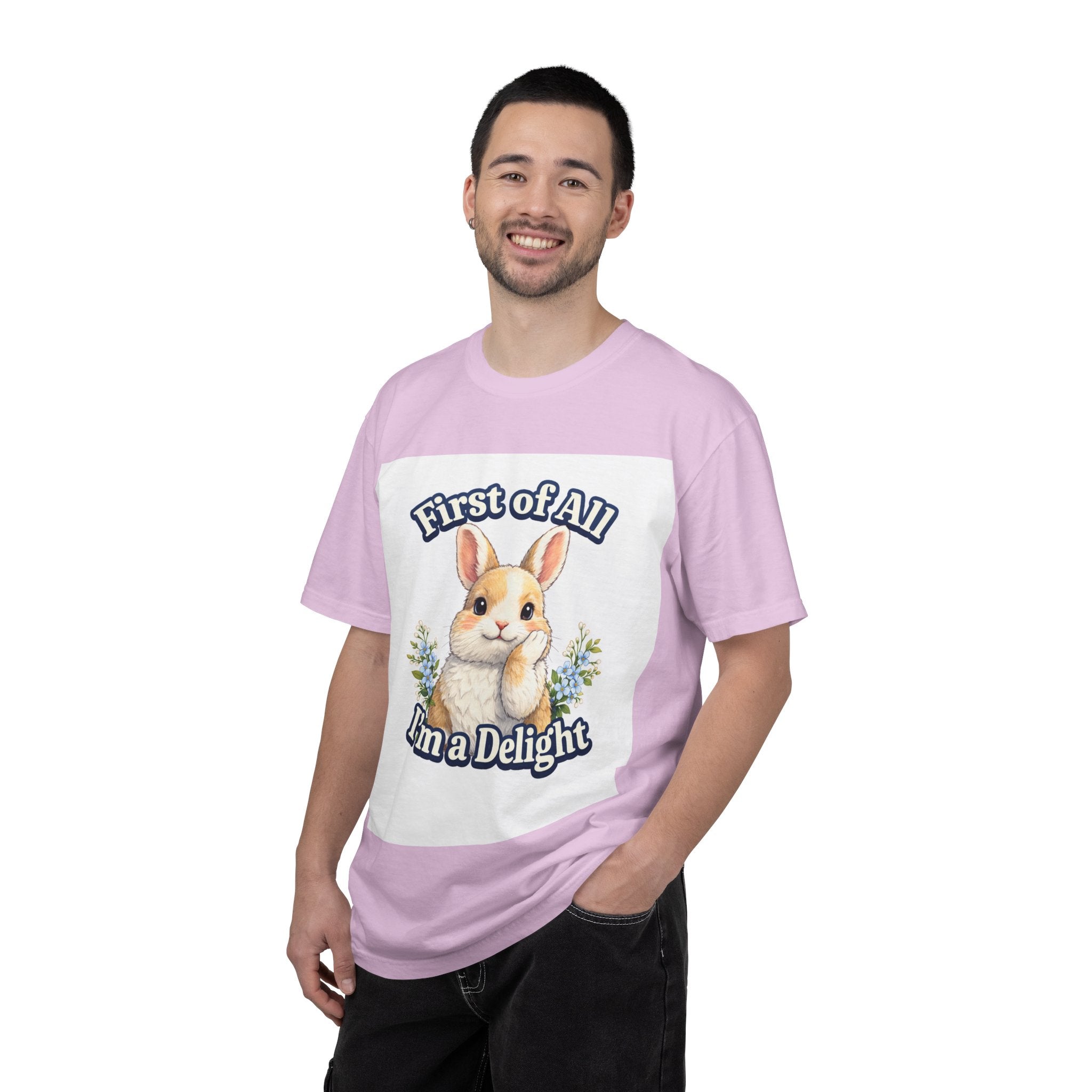 Bunny Graphic T-Shirt — "First of All I’m a Delight" Cute Rabbit Tee