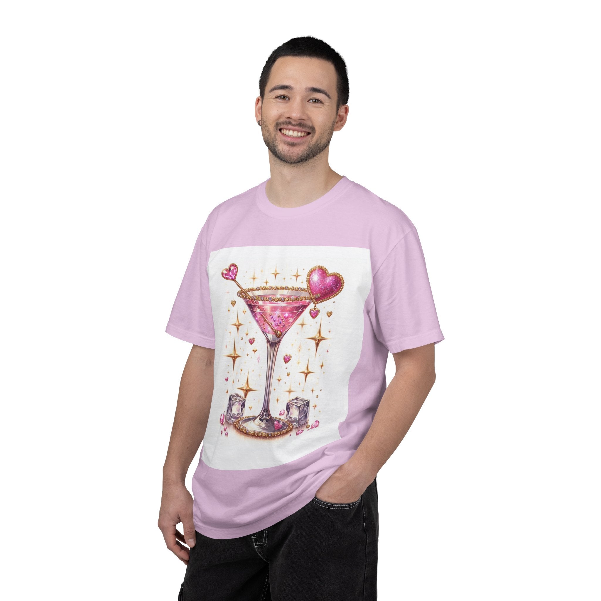 Sparkling Pink Martini T-Shirt — Glitter Cocktail Graphic Tee