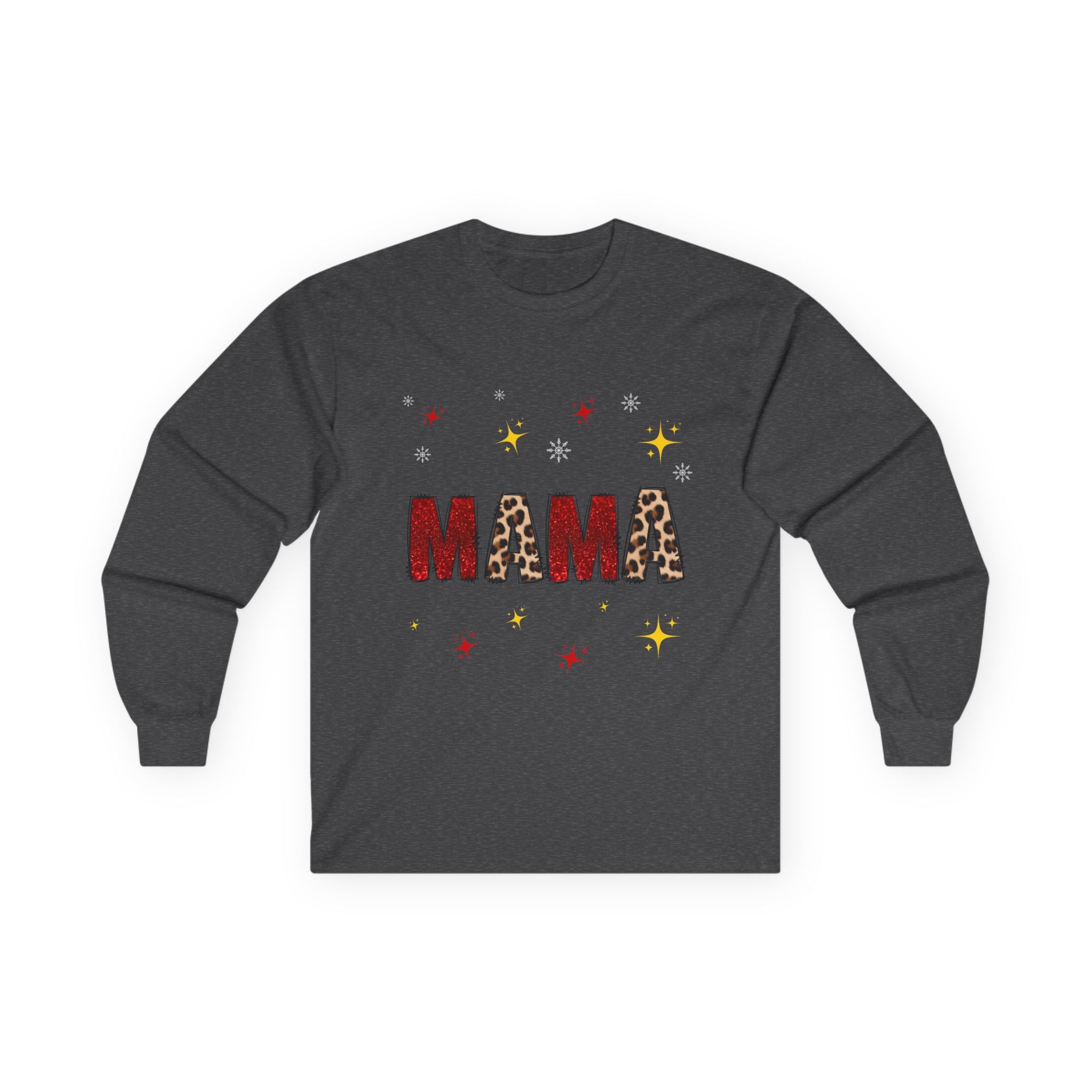 Mama Leopard Print Long Sleeve Tee — Cute Sparkle Mother's Day Shirt