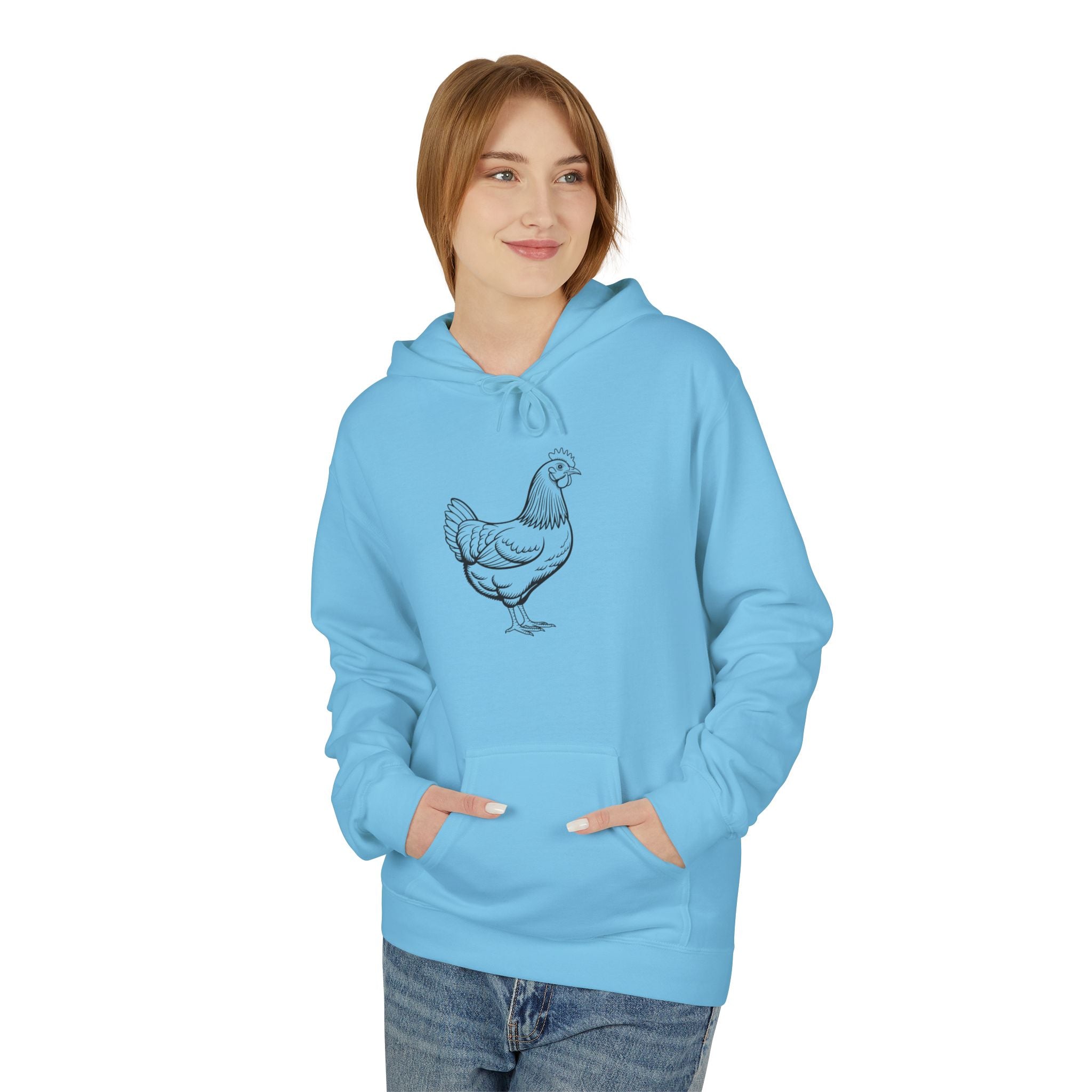 Chicken Line Art Hoodie — Minimal Farmhouse Poultry Graphic