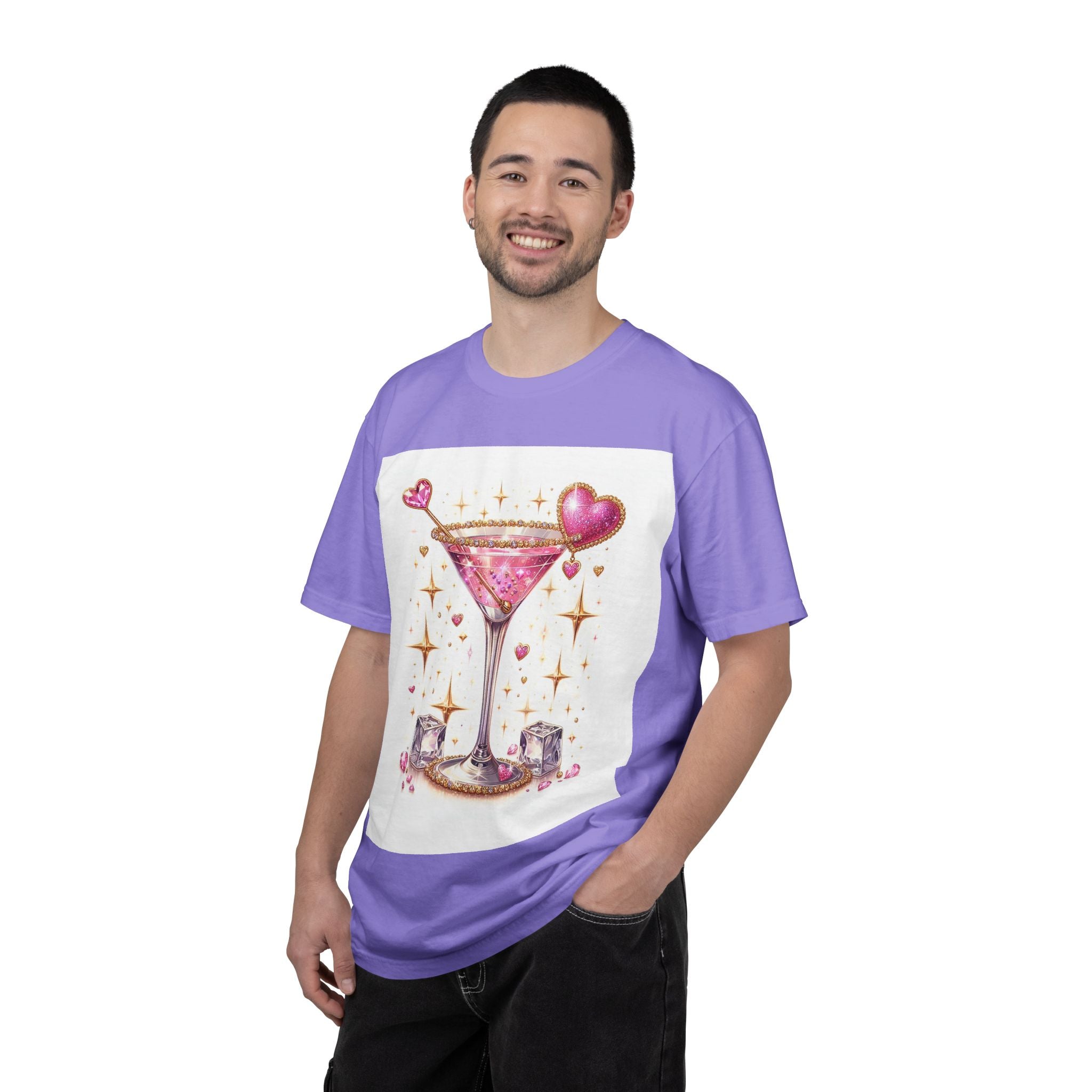 Sparkling Pink Martini T-Shirt — Glitter Cocktail Graphic Tee