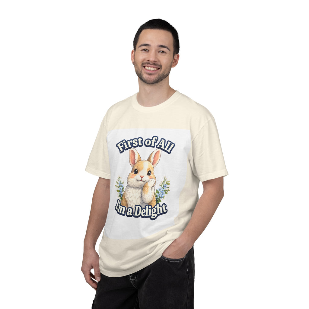 Bunny Graphic T-Shirt — "First of All I’m a Delight" Cute Rabbit Tee