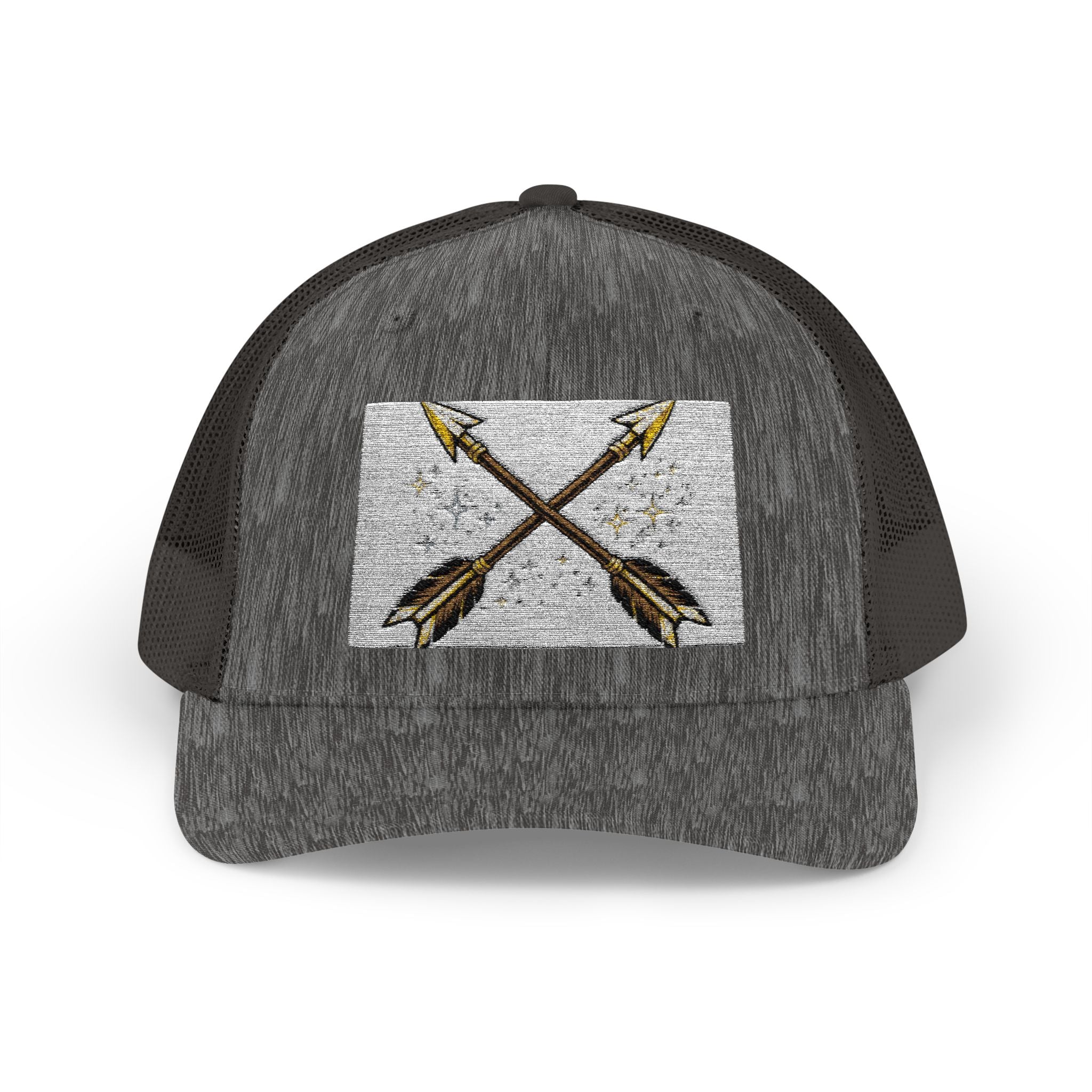 Arrow Cross Trucker Cap — Rustic Tribal Arrow Snapback Hat