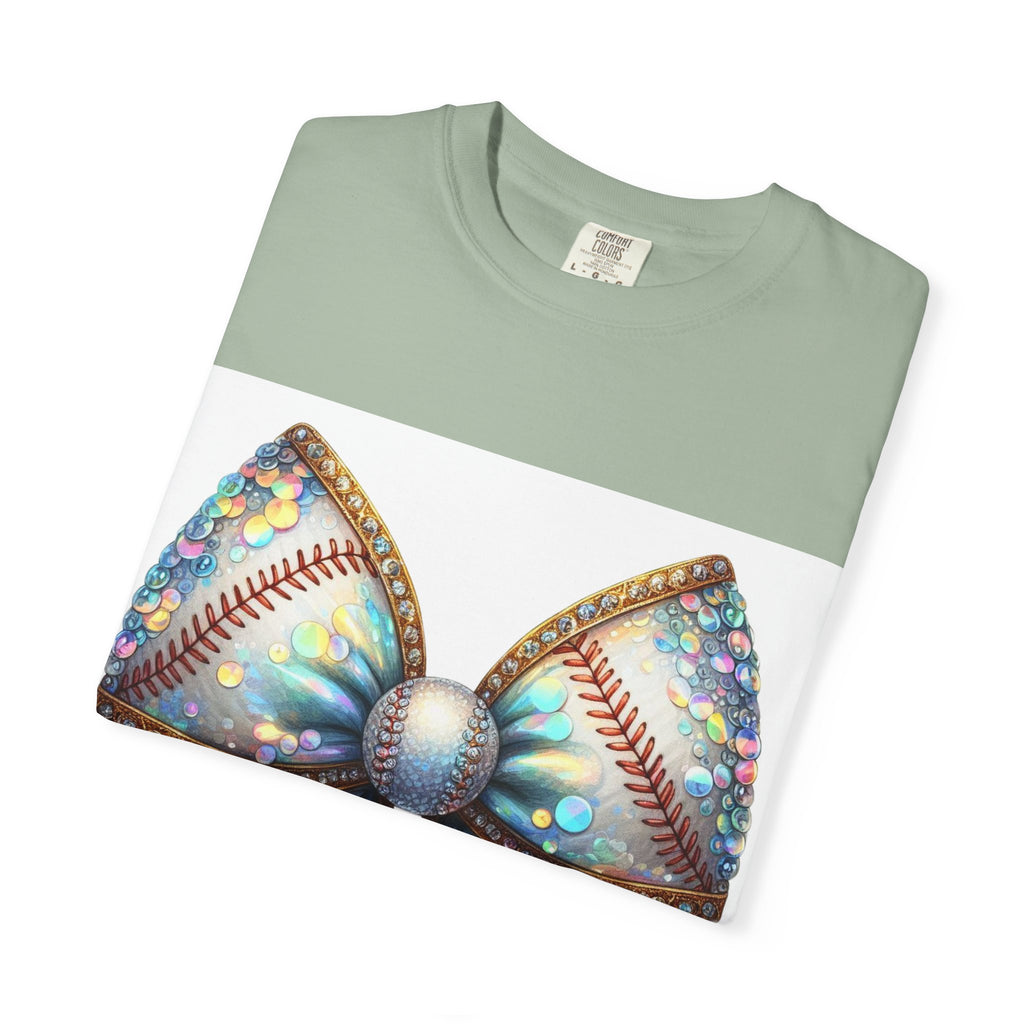 Sequin Bow Graphic T-Shirt — Shimmering Ribbon Art Tee