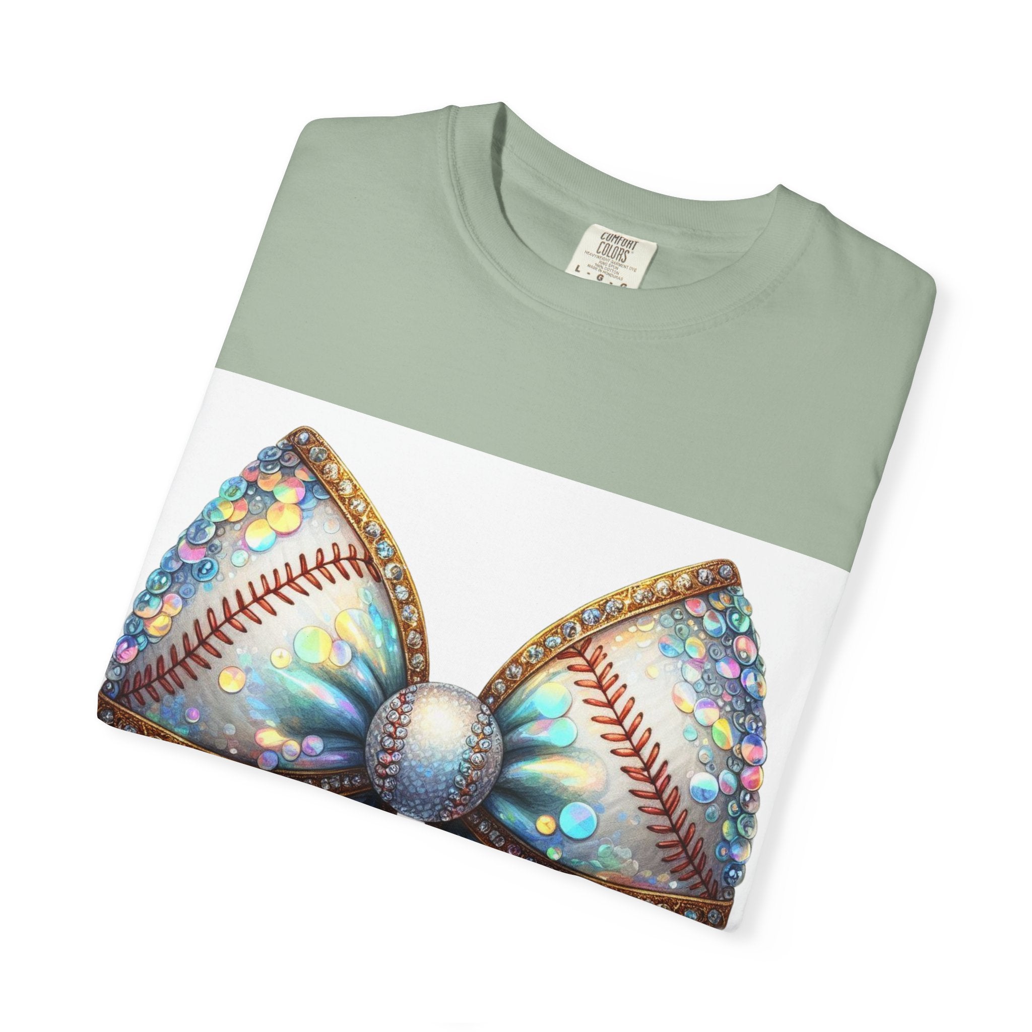 Sequin Bow Graphic T-Shirt — Shimmering Ribbon Art Tee