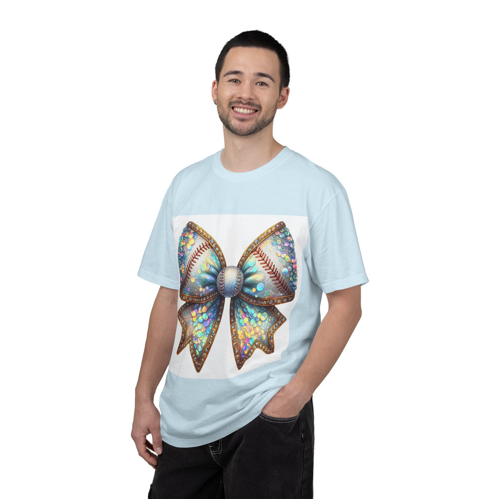Sequin Bow Graphic T-Shirt — Shimmering Ribbon Art Tee