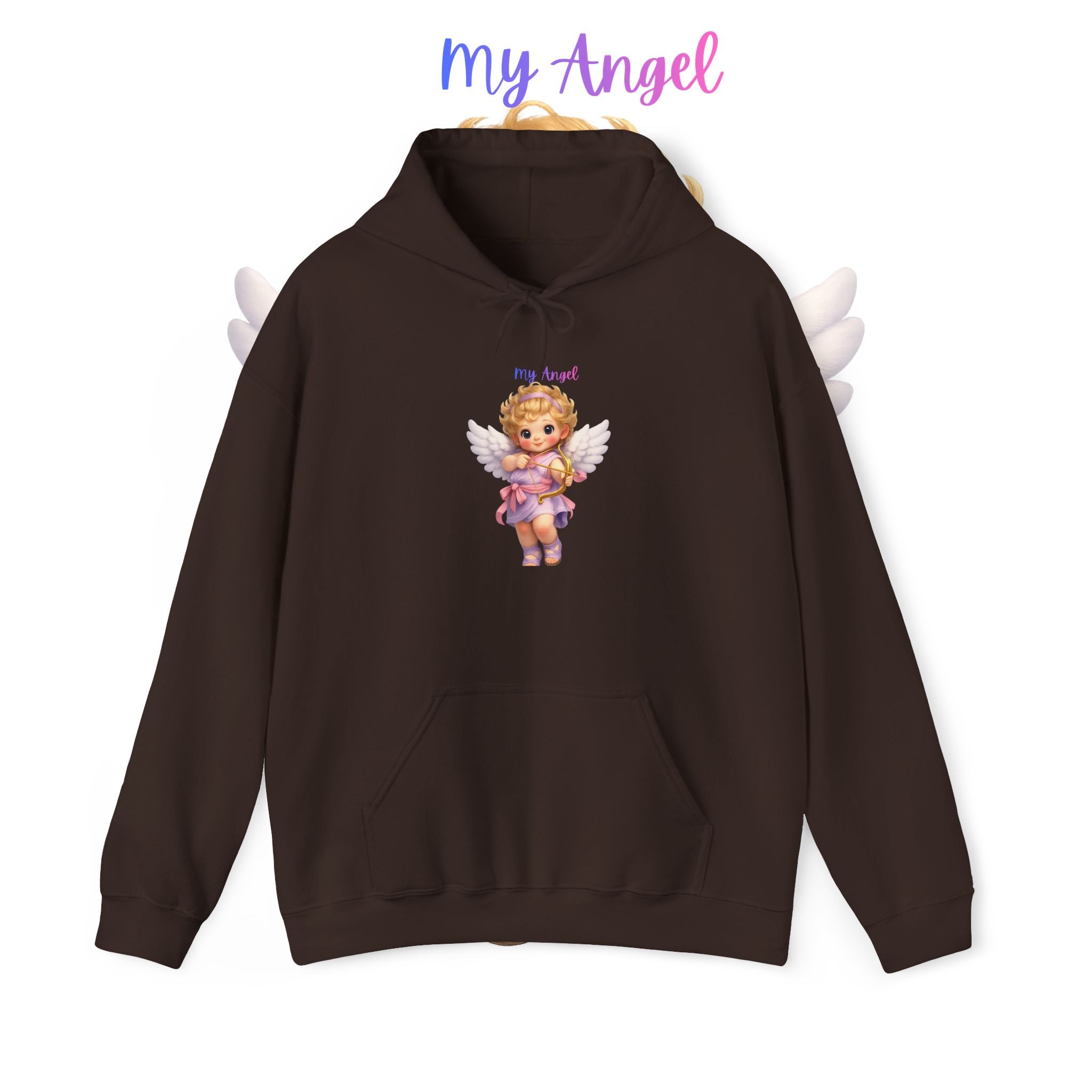 Angel Cherub Hoodie — 'Pray Hard' Cute Vintage Baby Angel Pullover