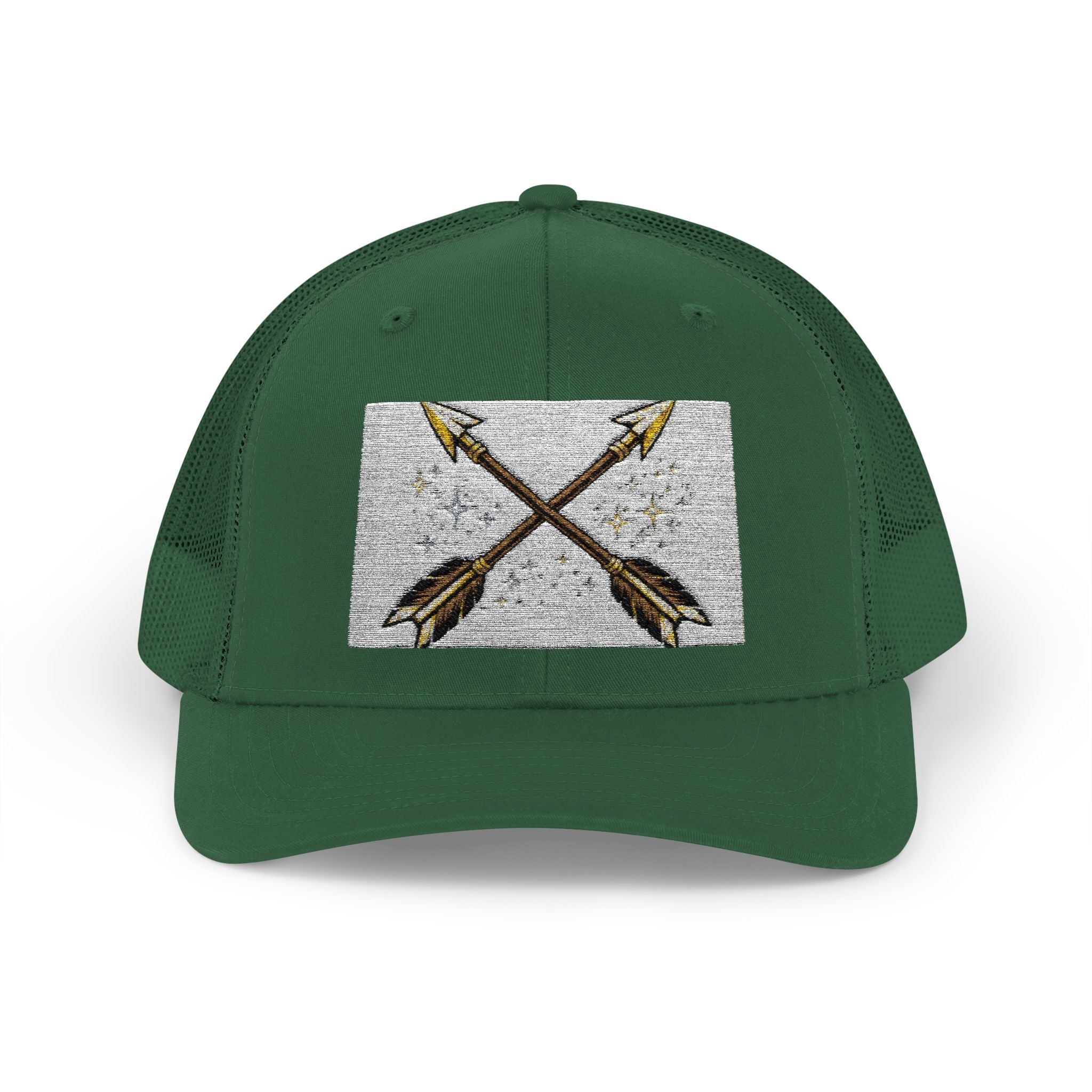 Arrow Cross Trucker Cap — Rustic Tribal Arrow Snapback Hat