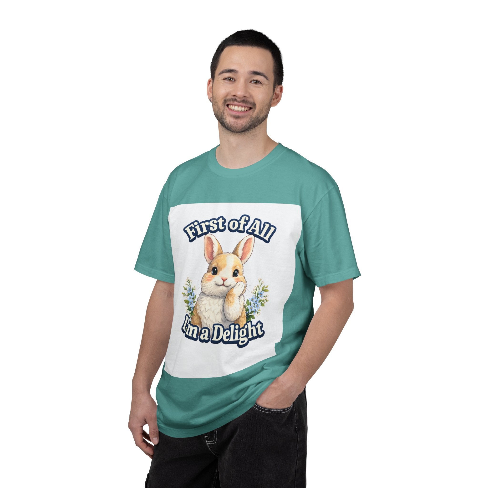 Bunny Graphic T-Shirt — "First of All I’m a Delight" Cute Rabbit Tee