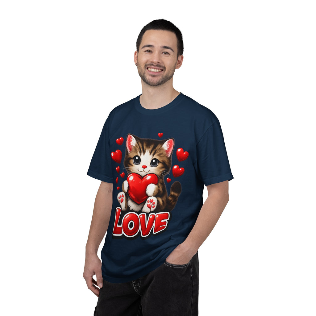 Cute Kitten Holding Heart "LOVE" T-Shirt