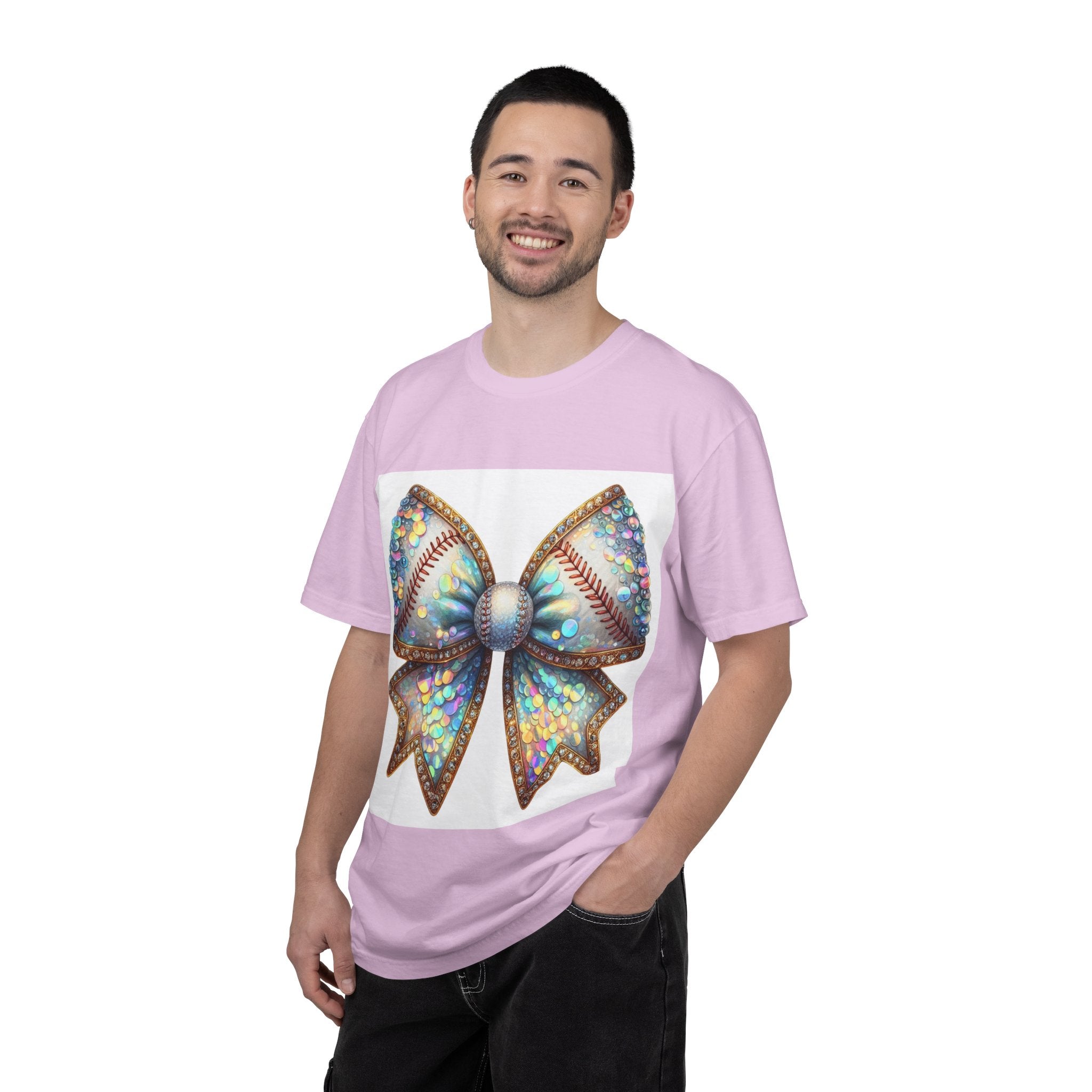 Sequin Bow Graphic T-Shirt — Shimmering Ribbon Art Tee