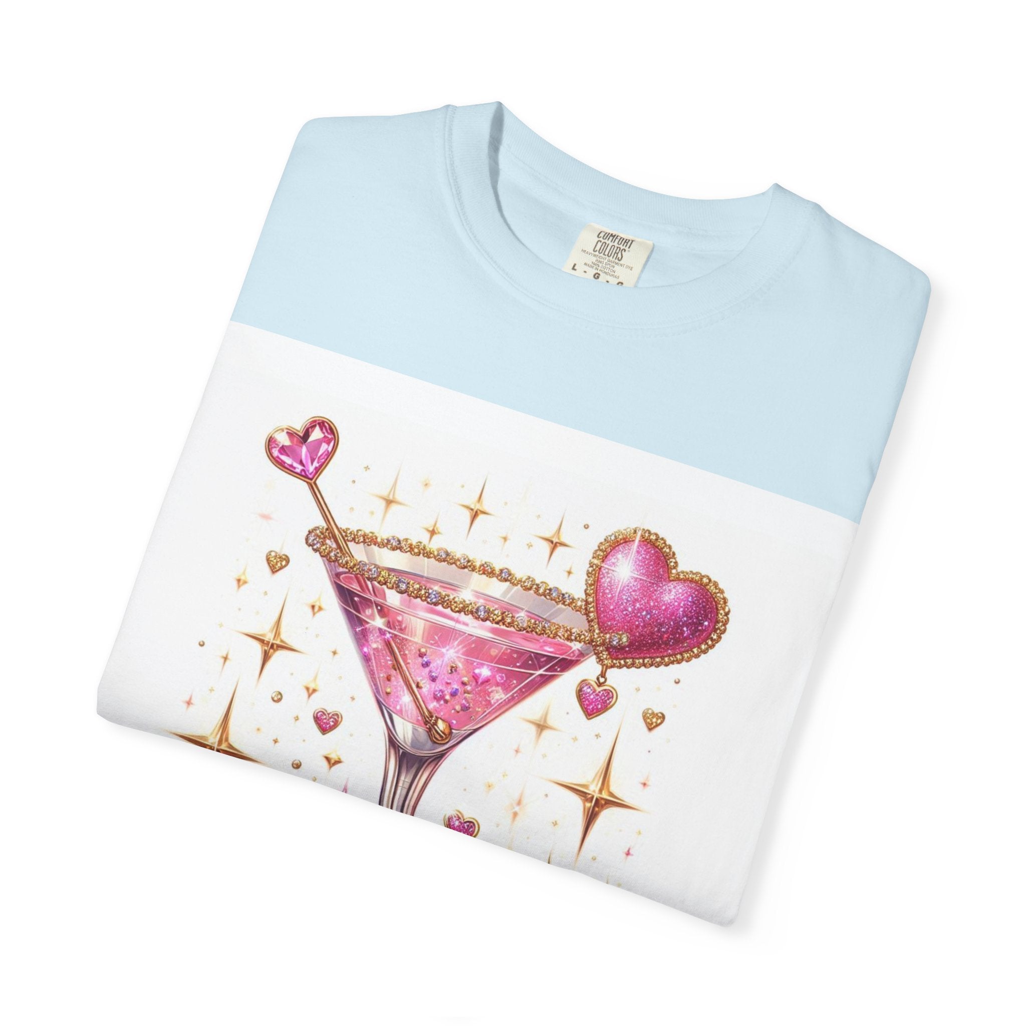 Sparkling Pink Martini T-Shirt — Glitter Cocktail Graphic Tee