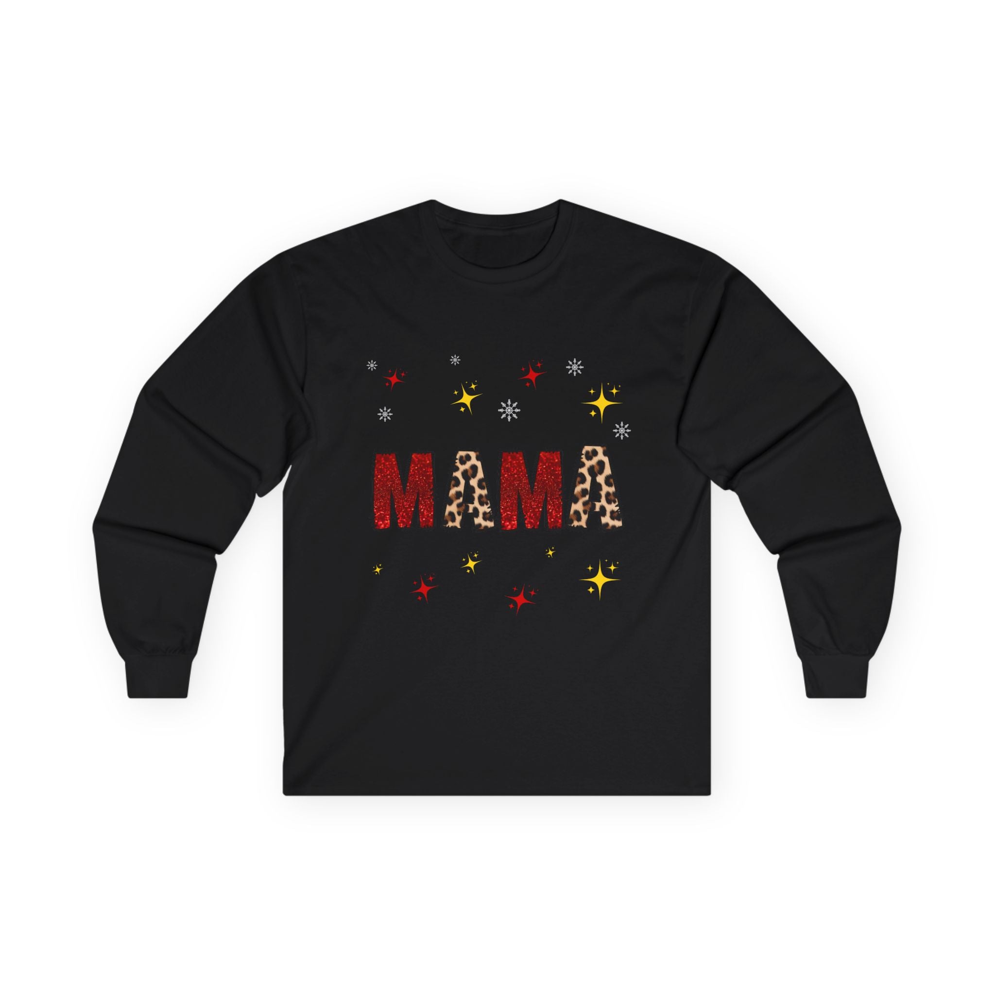 Mama Leopard Print Long Sleeve Tee — Cute Sparkle Mother's Day Shirt