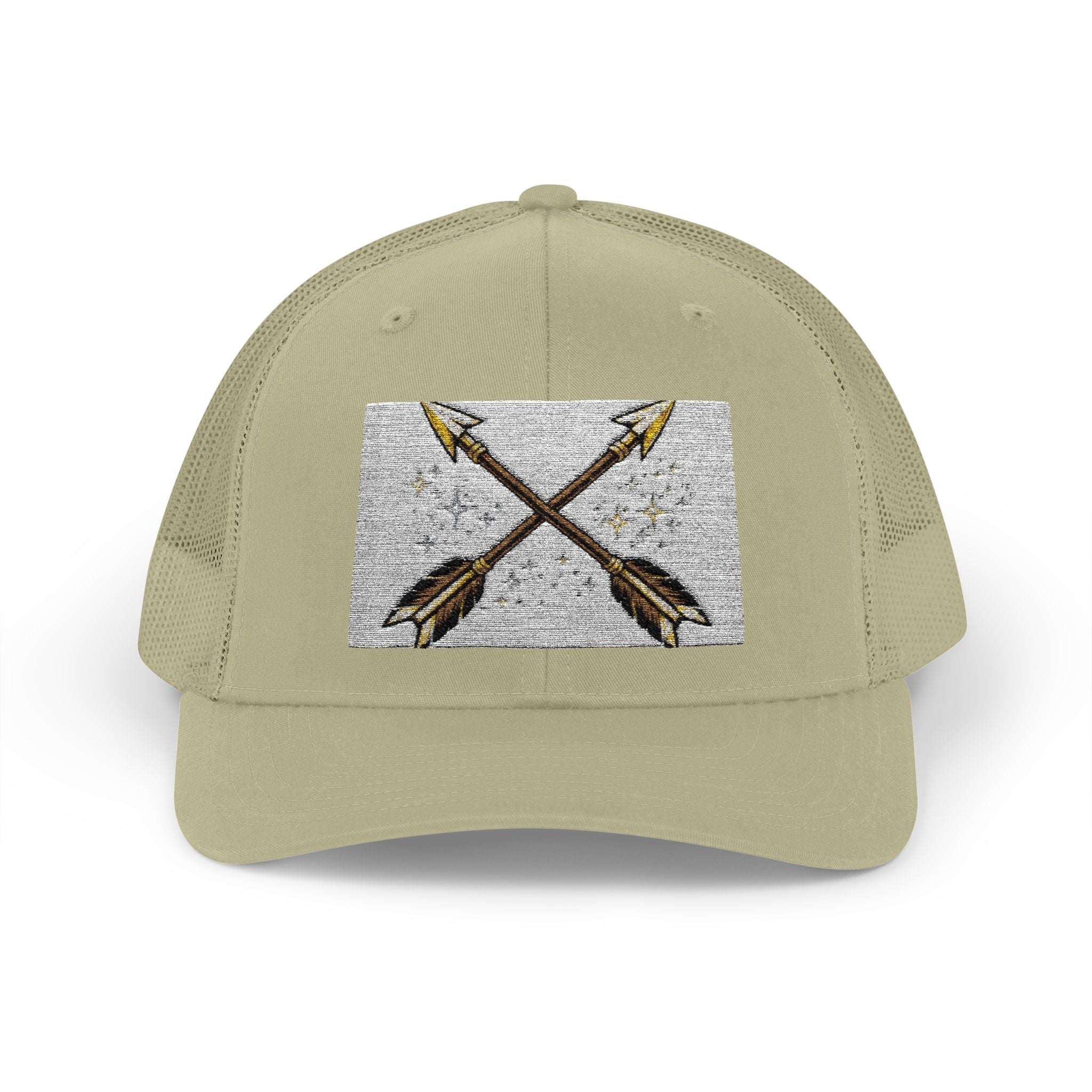 Arrow Cross Trucker Cap — Rustic Tribal Arrow Snapback Hat