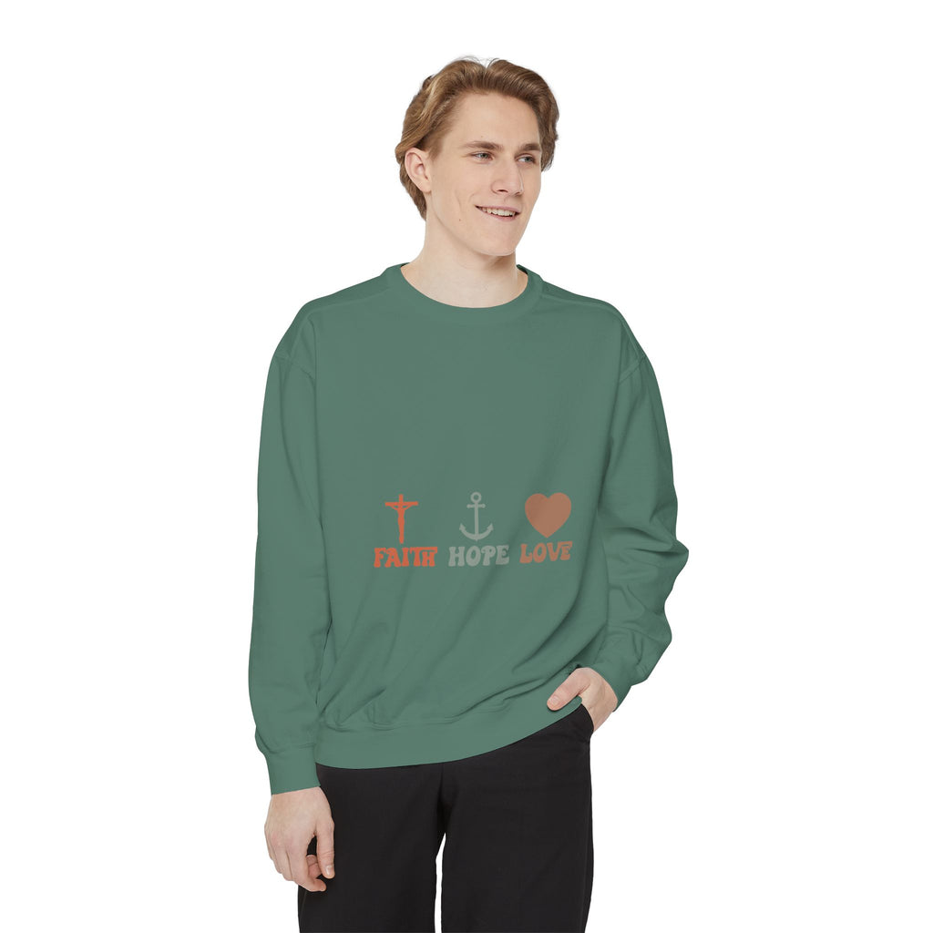 Faith Hope Love Sweatshirt — Christian Anchor Cross Heart Crewneck