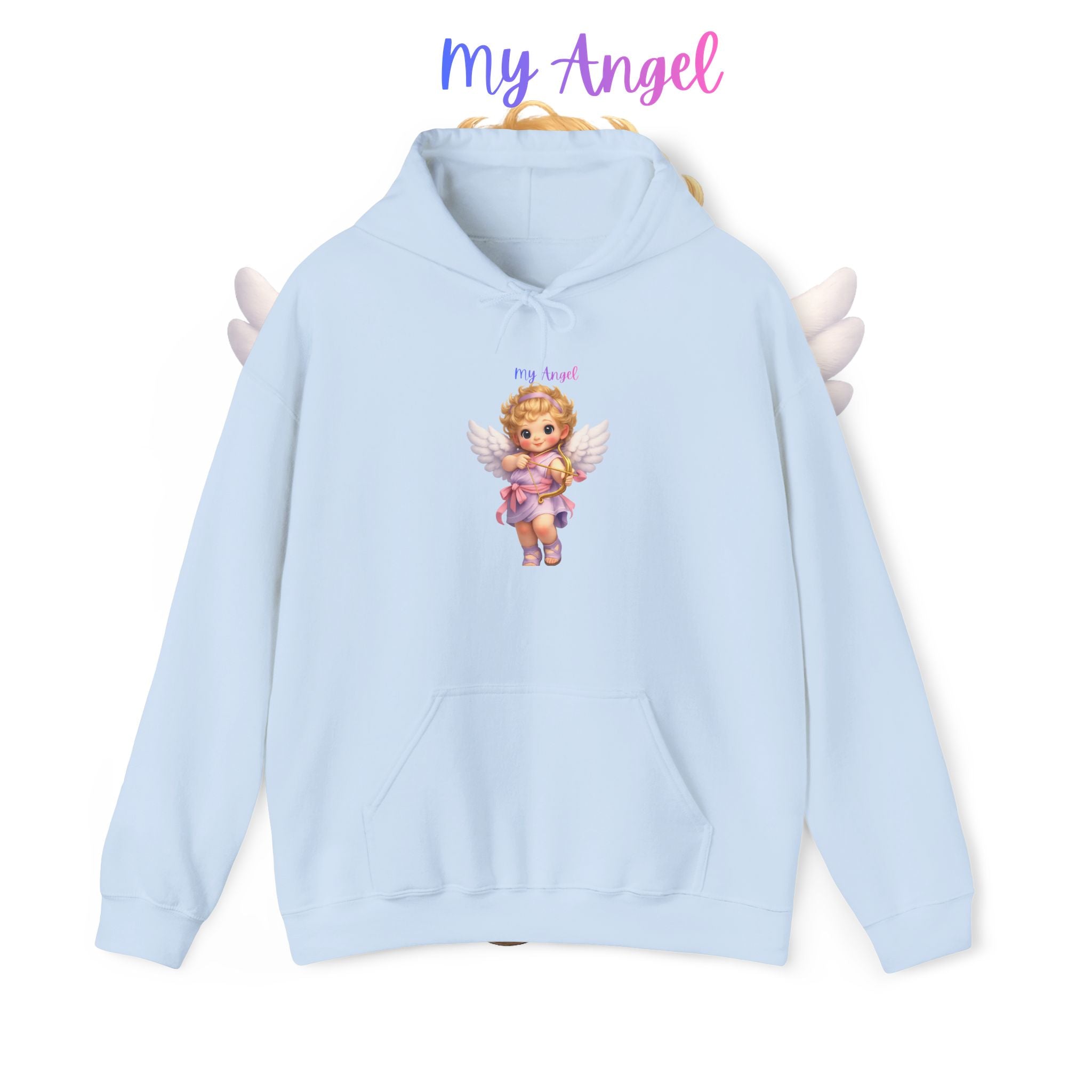 Angel Cherub Hoodie — 'Pray Hard' Cute Vintage Baby Angel Pullover