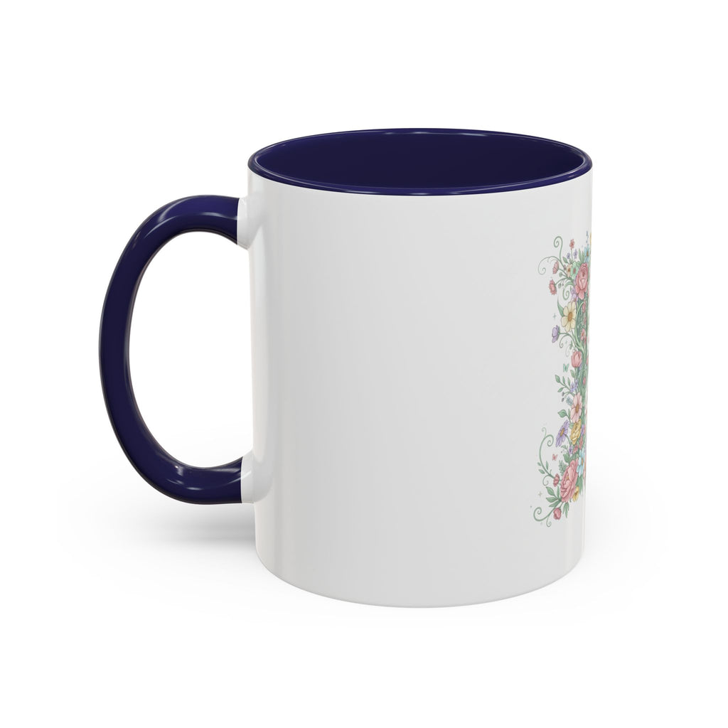 Floral Monogram 'K' Accent Coffee Mug — Elegant Initial Gift (11oz, 15oz)