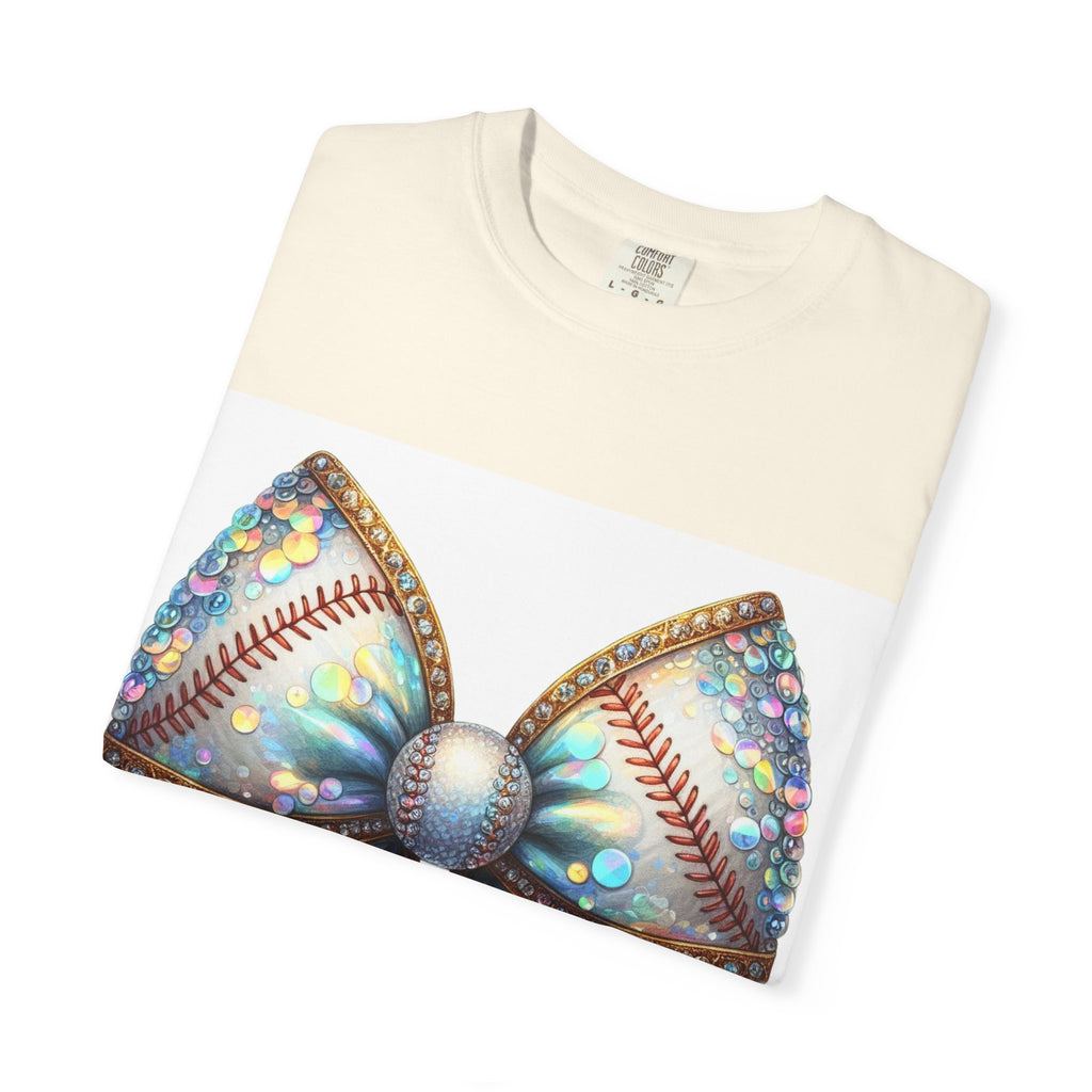 Sequin Bow Graphic T-Shirt — Shimmering Ribbon Art Tee