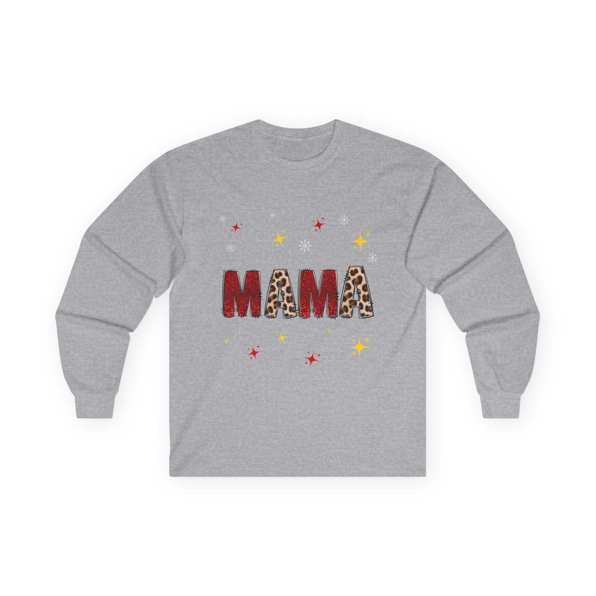 Mama Leopard Print Long Sleeve Tee — Cute Sparkle Mother's Day Shirt