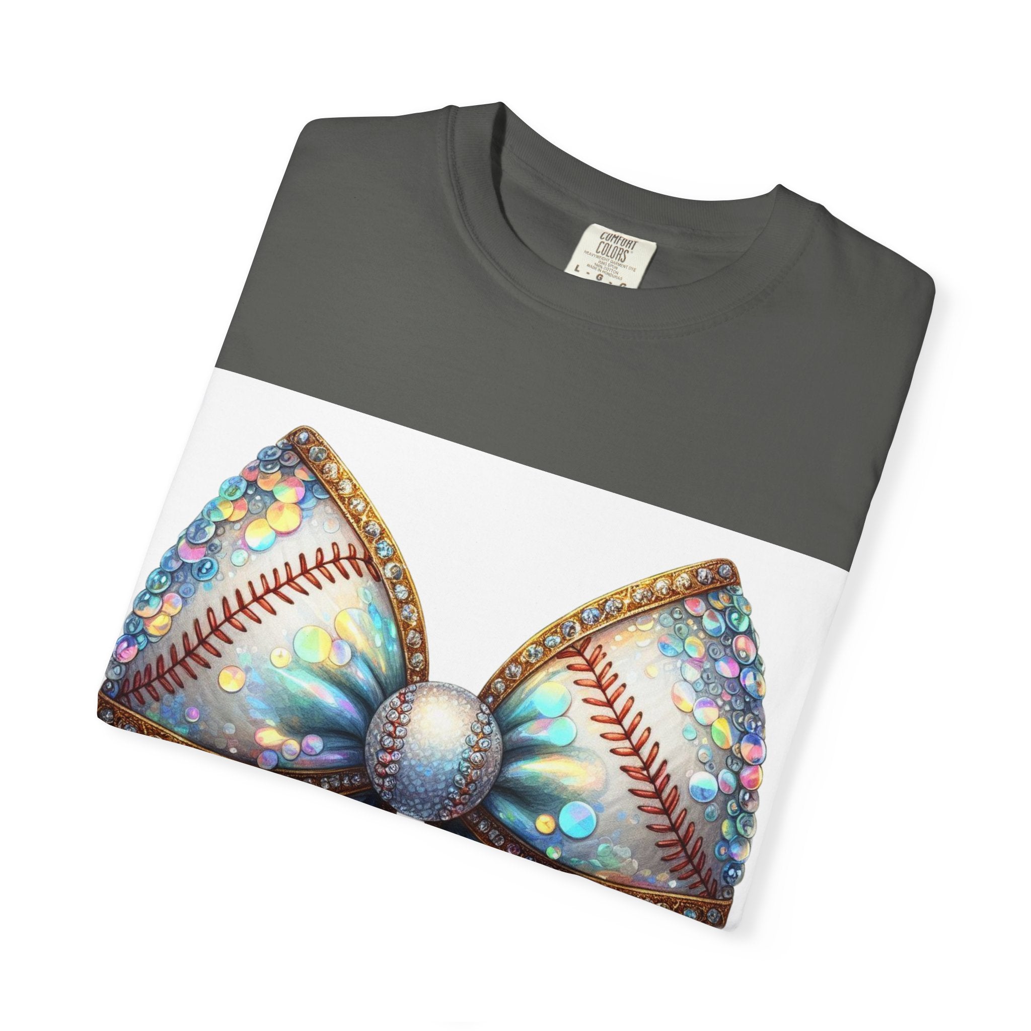 Sequin Bow Graphic T-Shirt — Shimmering Ribbon Art Tee