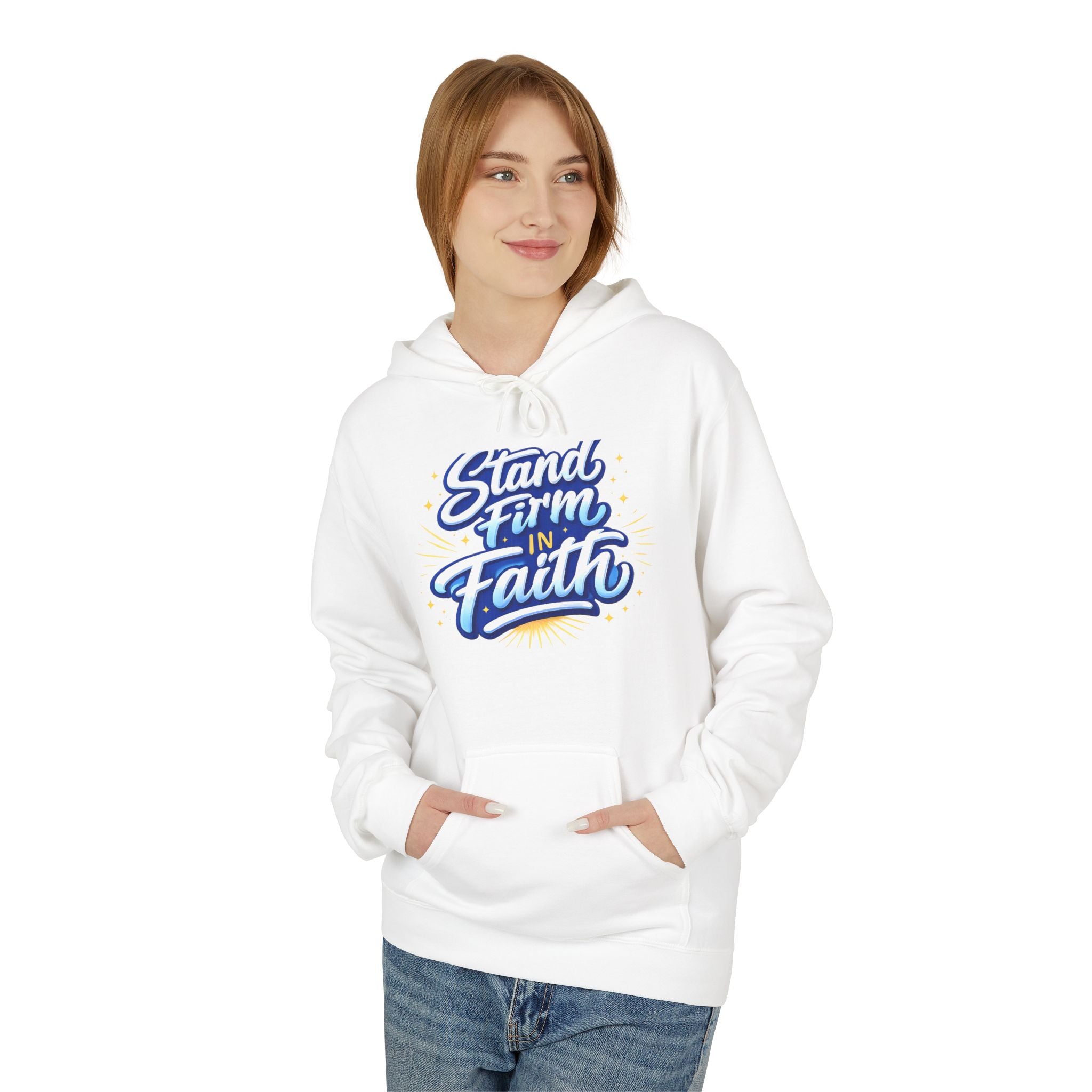 Stand Firm Faith Hoodie — Inspirational Christian Script Pullover