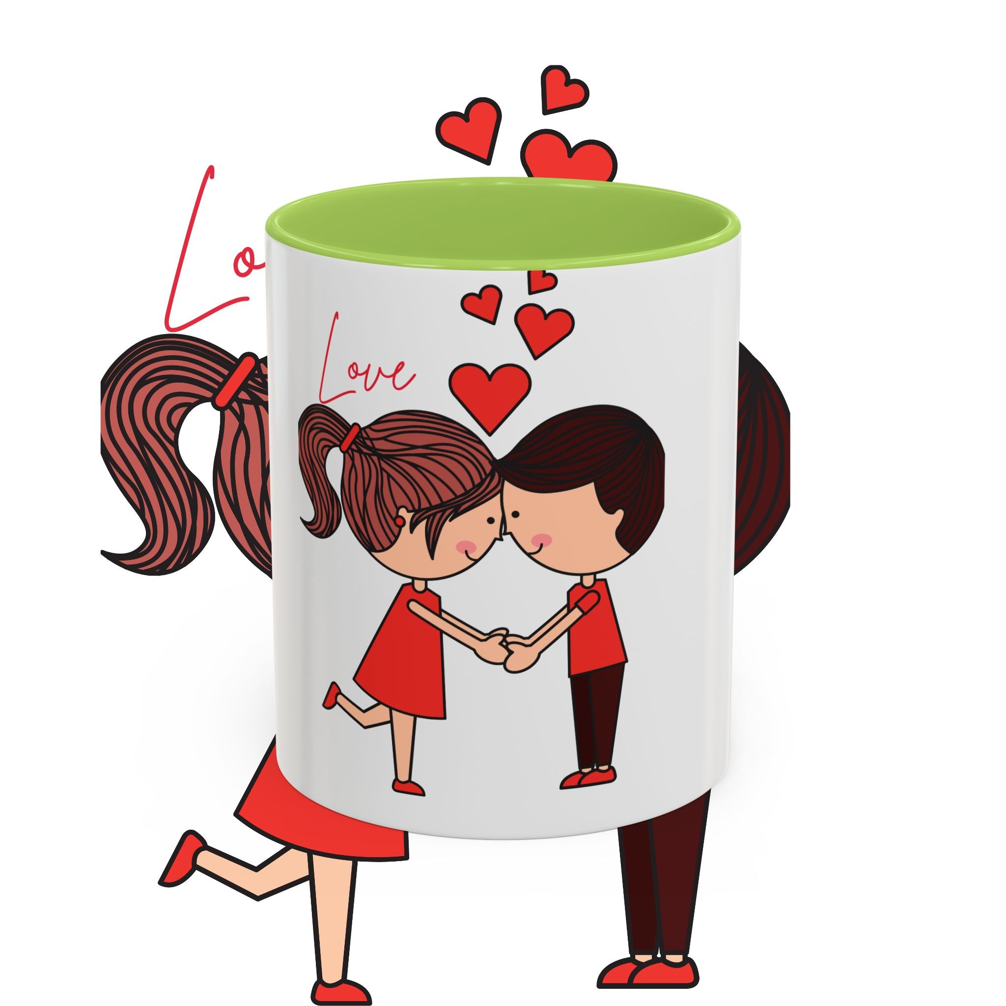 Love Couple Accent Coffee Mug — Cute Romantic Cartoon Mug (11/15oz)