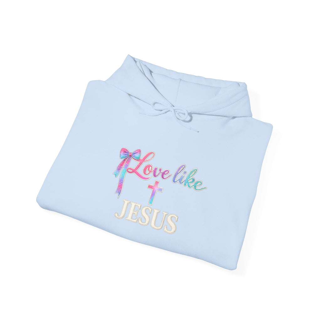 Love Like Jesus Hoodie — Faith-Based Christian Pullover with Cross Design