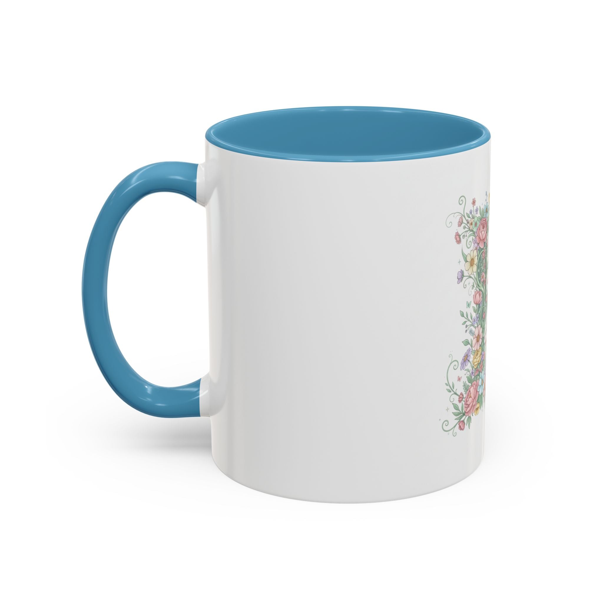Floral Monogram 'K' Accent Coffee Mug — Elegant Initial Gift (11oz, 15oz)