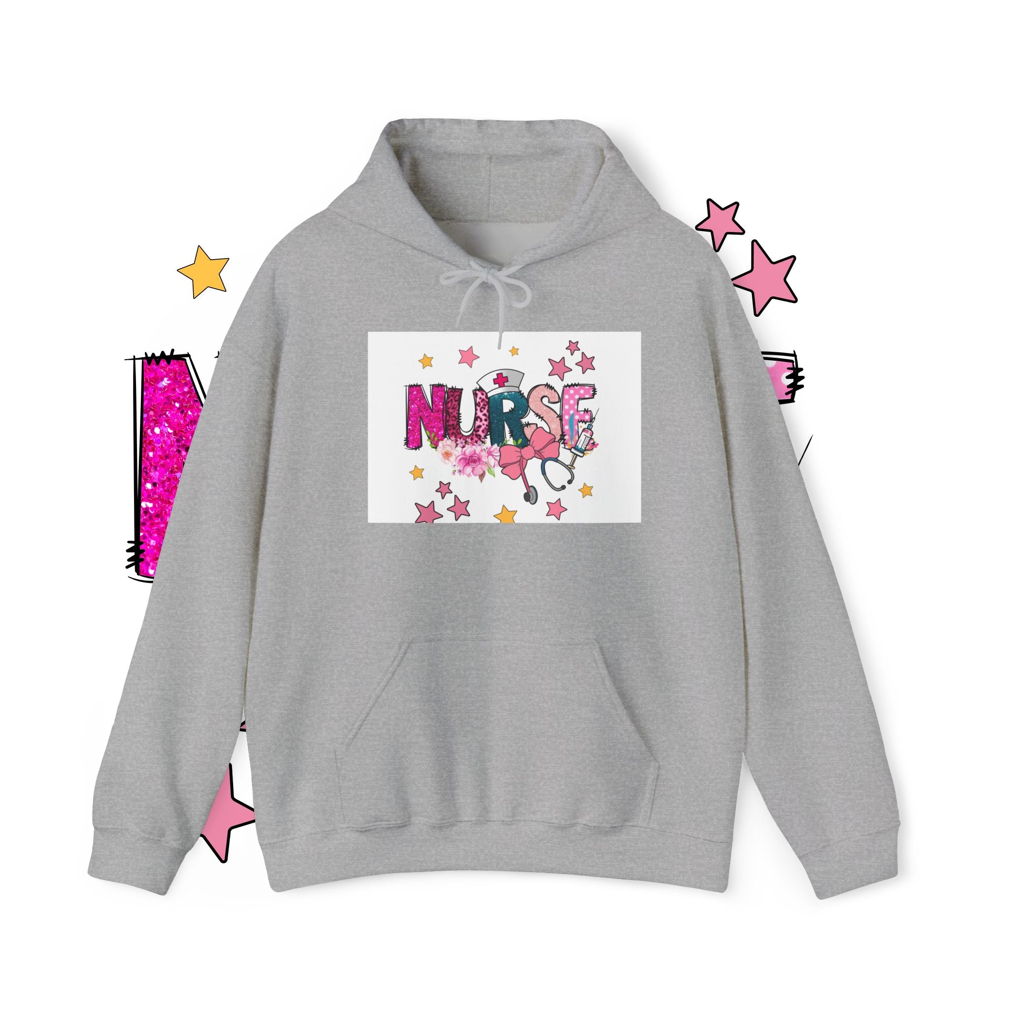 Nurse Stethoscope Stars Hoodie — Cute Floral Nursing Appreciation Gift