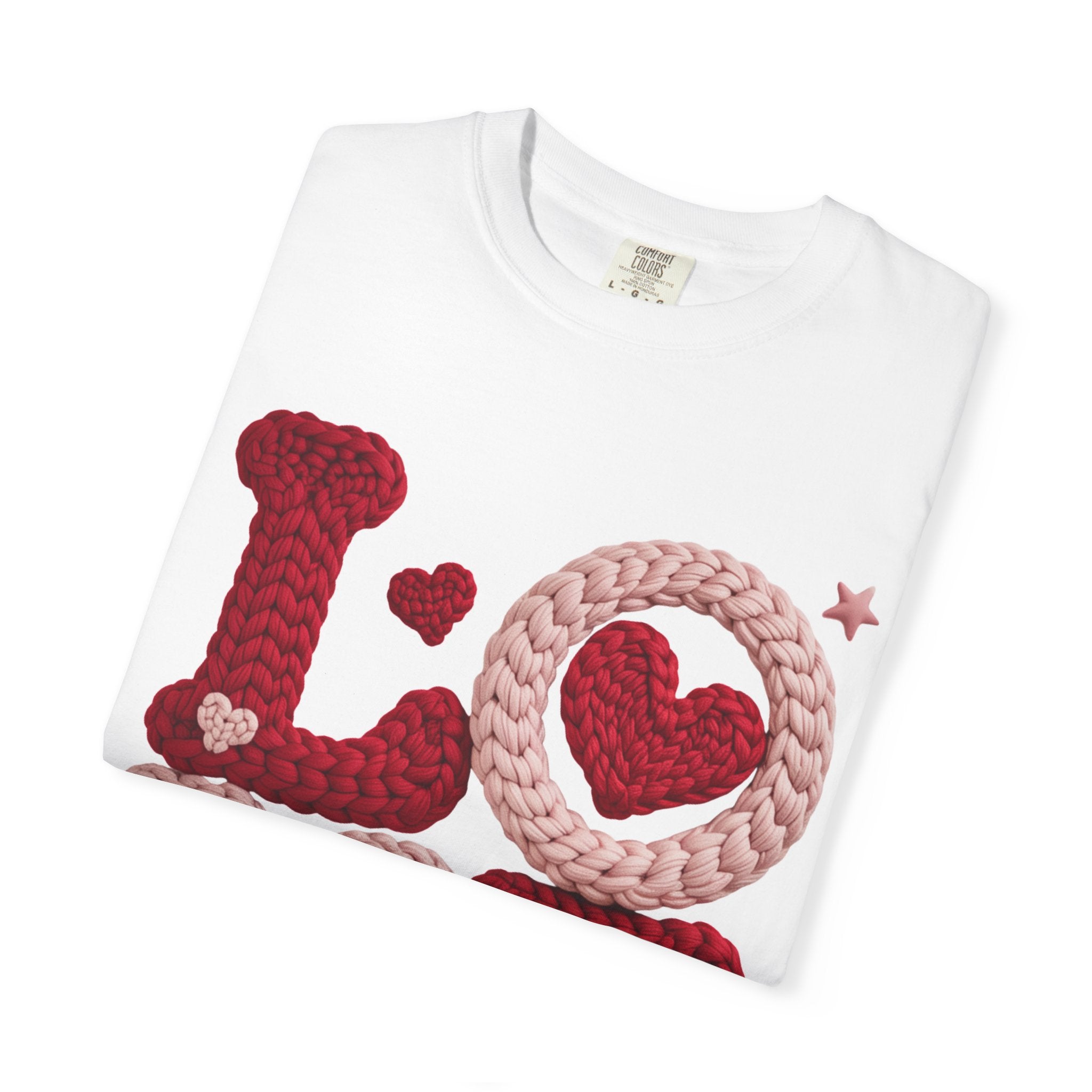 Love Knit Graphic T-Shirt — Valentine’s Day Heart Design