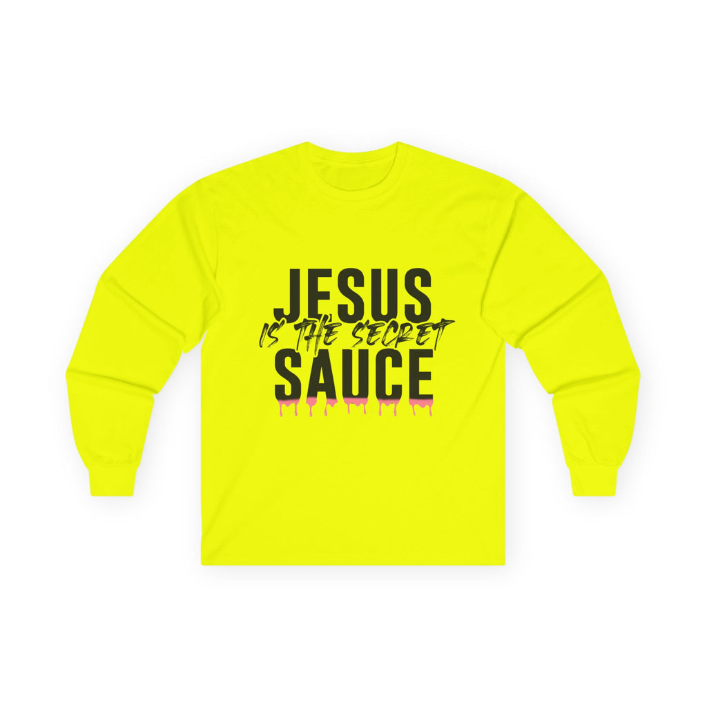 Long Sleeve Tee — "Jesus Is The Secret Sauce" Christian Graphic Shirt