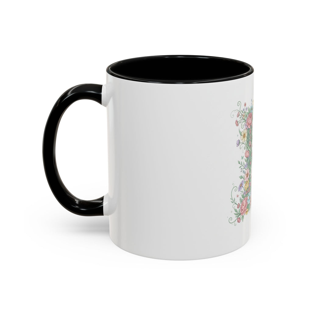 Floral Monogram 'K' Accent Coffee Mug — Elegant Initial Gift (11oz, 15oz)