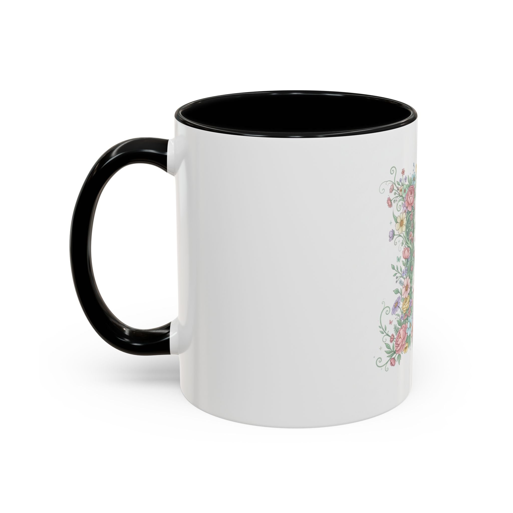 Floral Monogram 'K' Accent Coffee Mug — Elegant Initial Gift (11oz, 15oz)