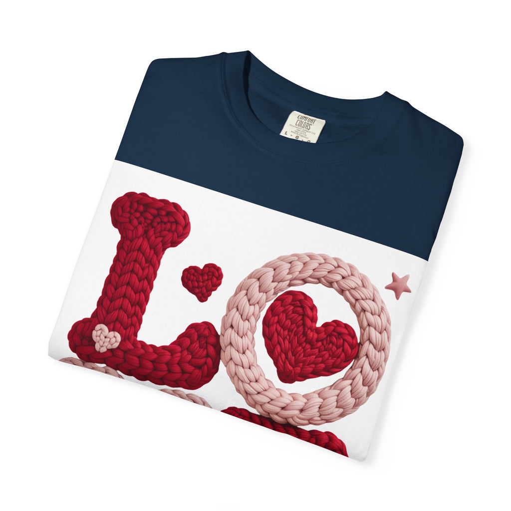 Love Knit Graphic T-Shirt — Valentine’s Day Heart Design