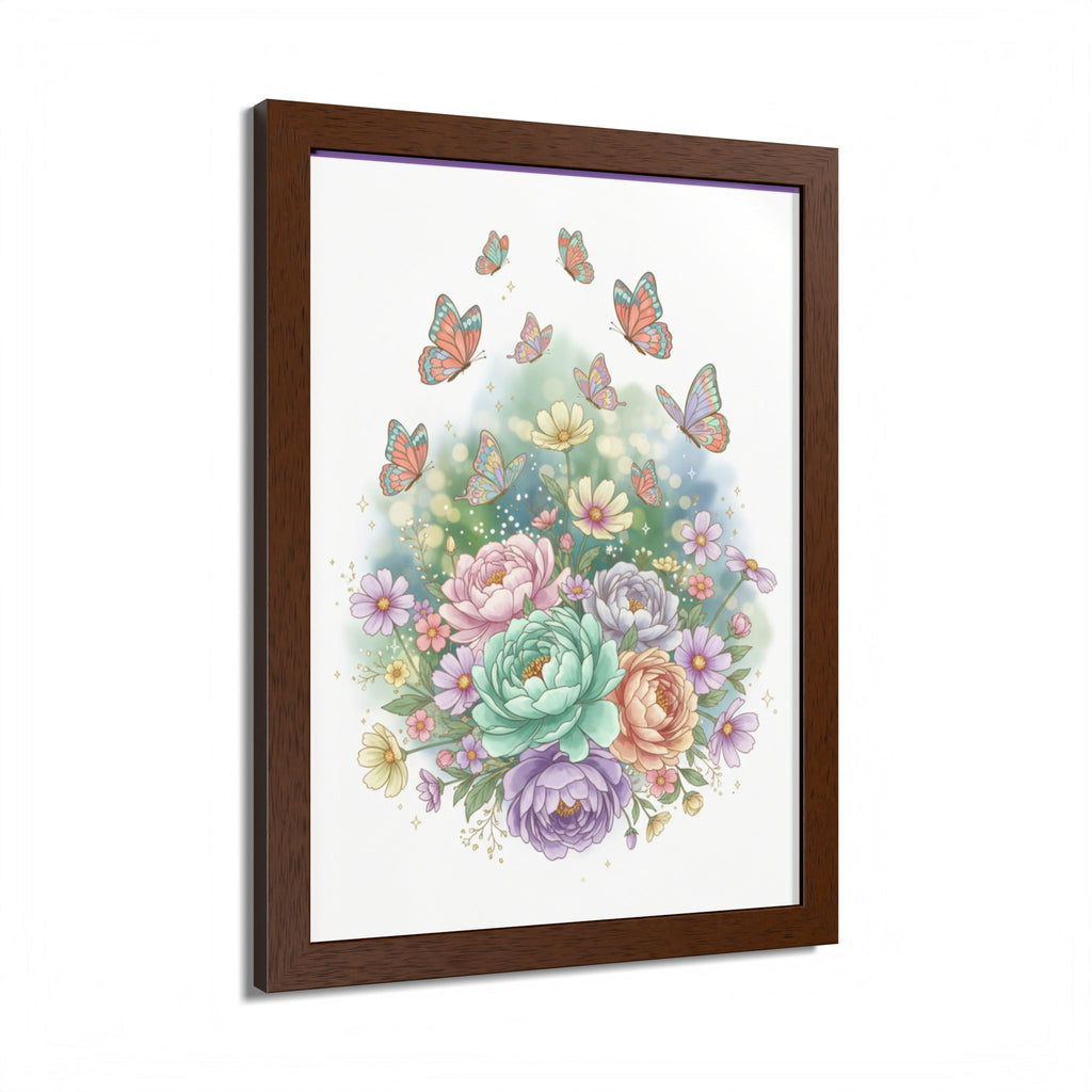 Floral Bouquet & Butterflies Framed Poster