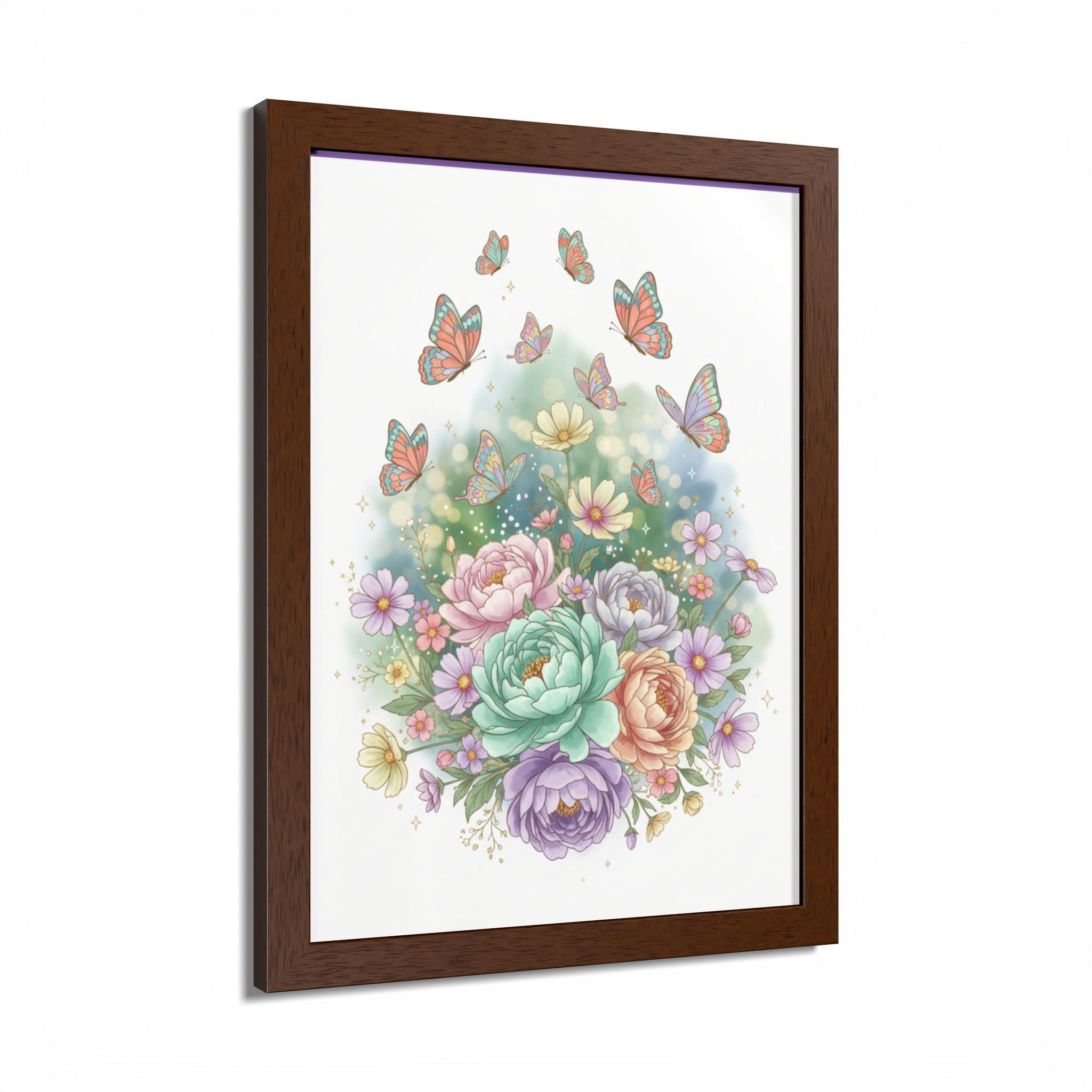 Floral Bouquet & Butterflies Framed Poster