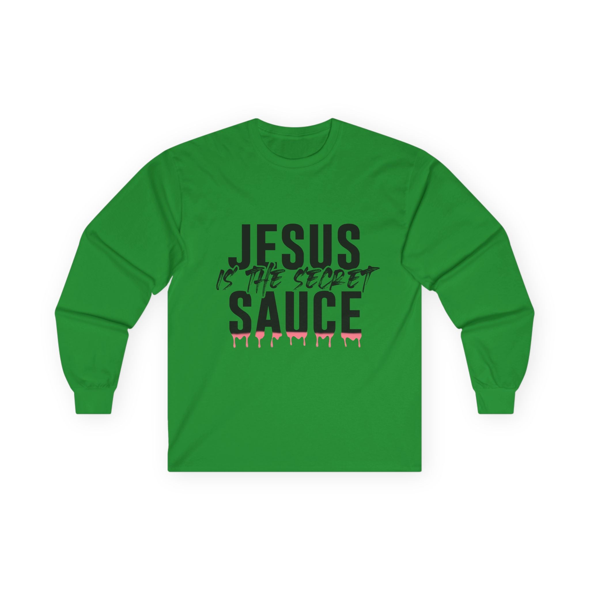 Long Sleeve Tee — "Jesus Is The Secret Sauce" Christian Graphic Shirt