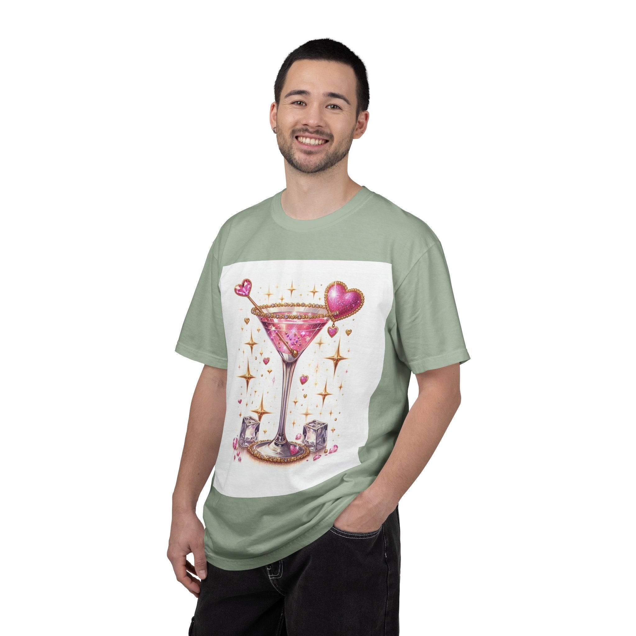 Sparkling Pink Martini T-Shirt — Glitter Cocktail Graphic Tee
