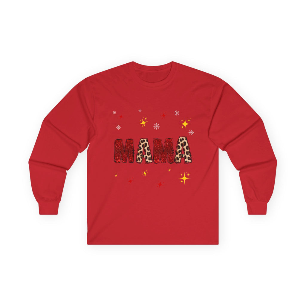 Mama Leopard Print Long Sleeve Tee — Cute Sparkle Mother's Day Shirt