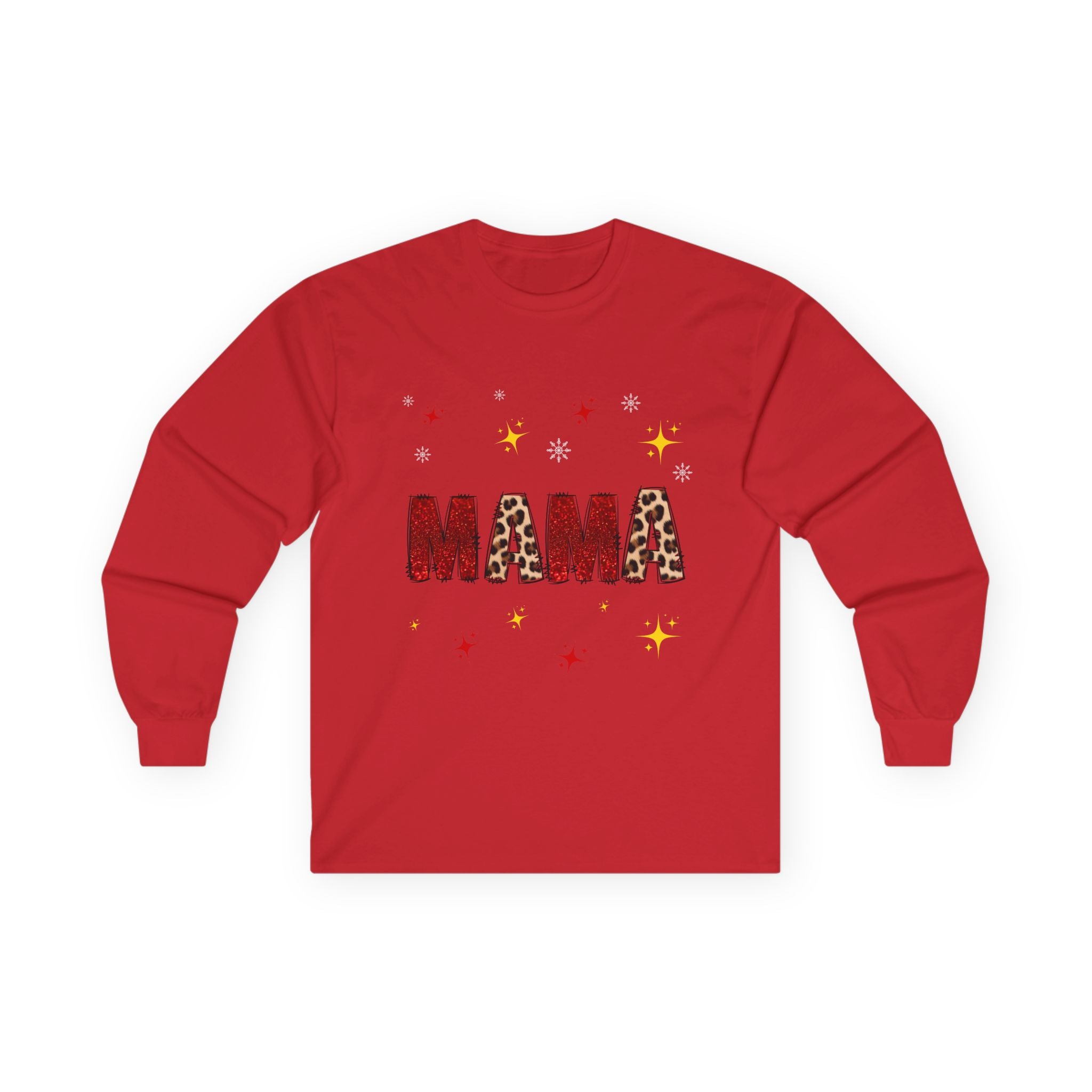 Mama Leopard Print Long Sleeve Tee — Cute Sparkle Mother's Day Shirt