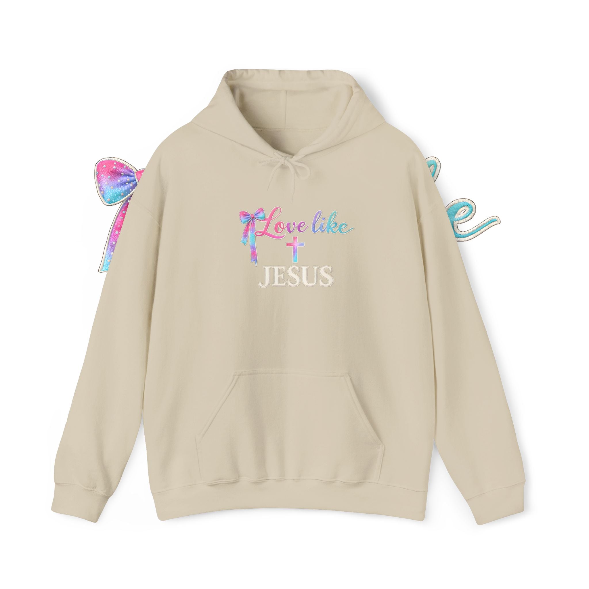 Love Like Jesus Hoodie — Faith-Based Christian Pullover with Cross Design