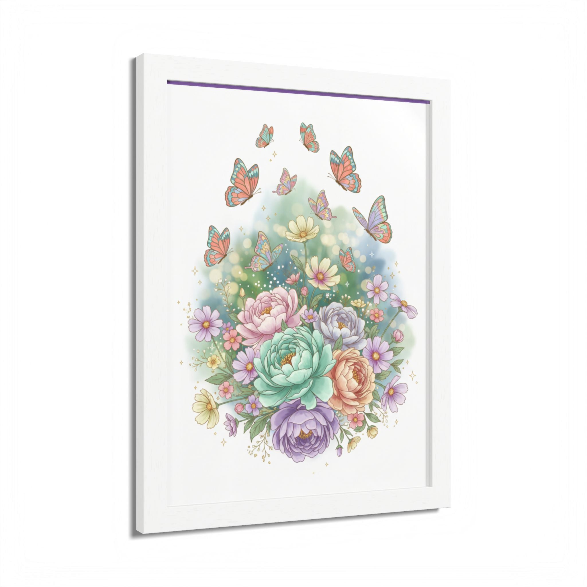 Floral Bouquet & Butterflies Framed Poster