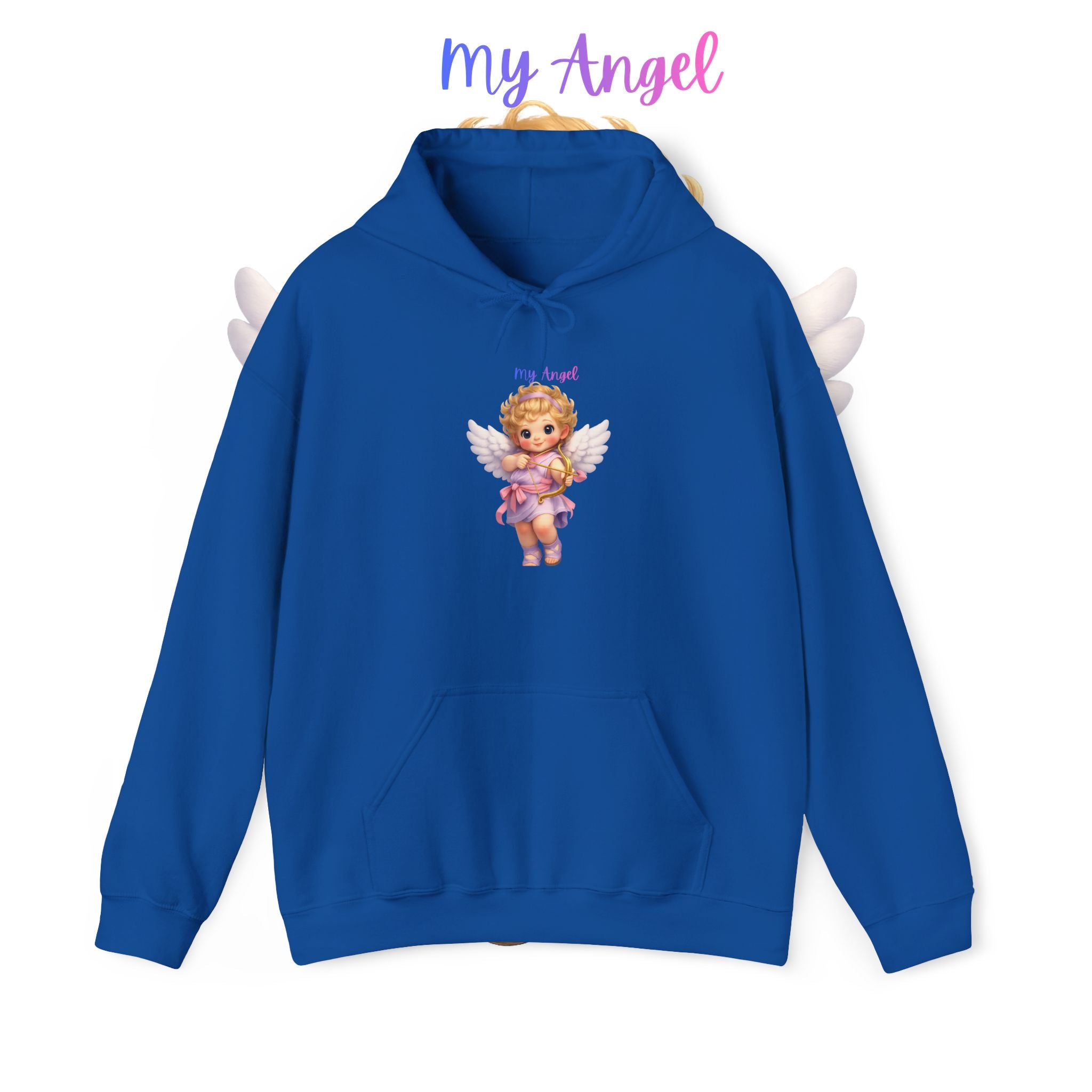 Angel Cherub Hoodie — 'Pray Hard' Cute Vintage Baby Angel Pullover