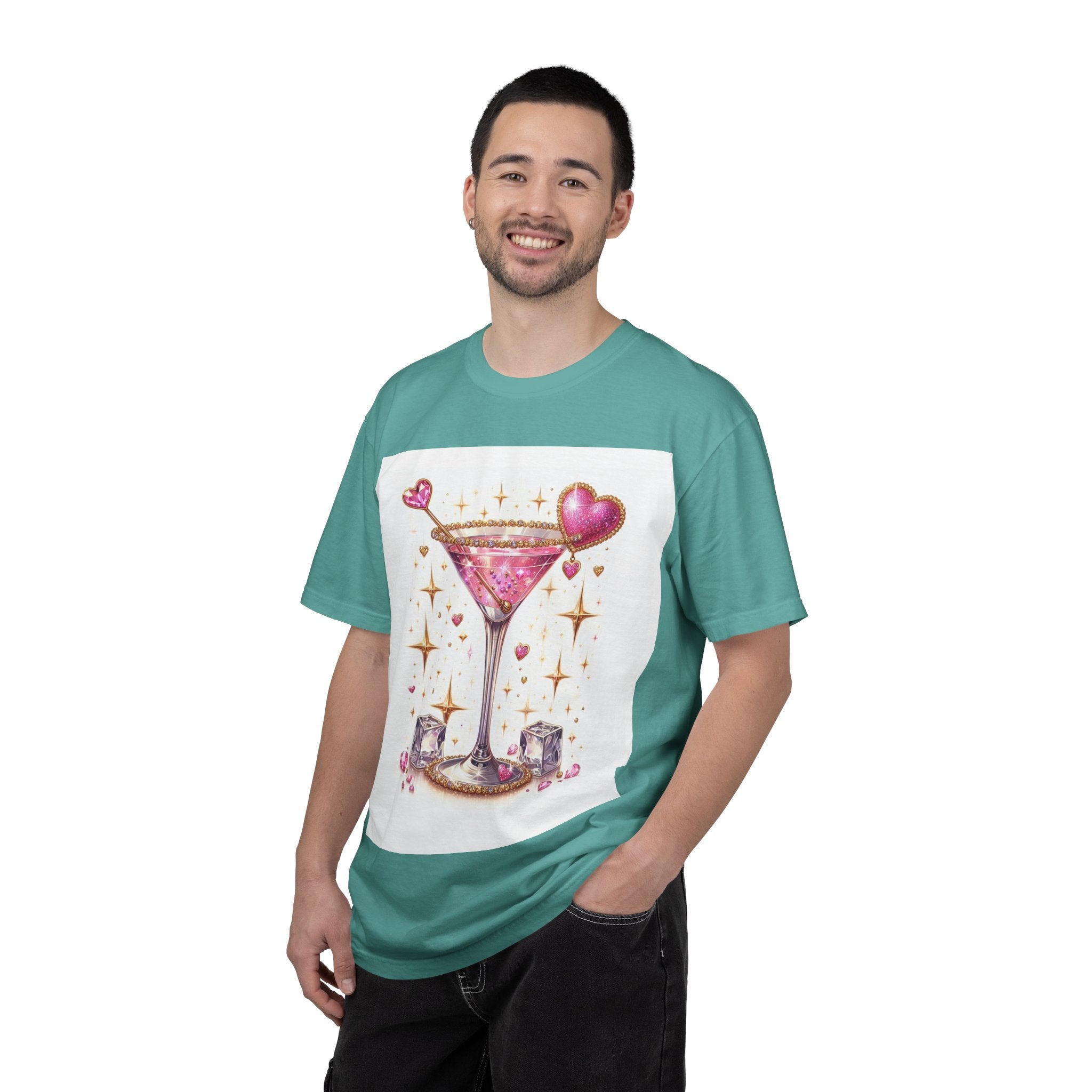 Sparkling Pink Martini T-Shirt — Glitter Cocktail Graphic Tee