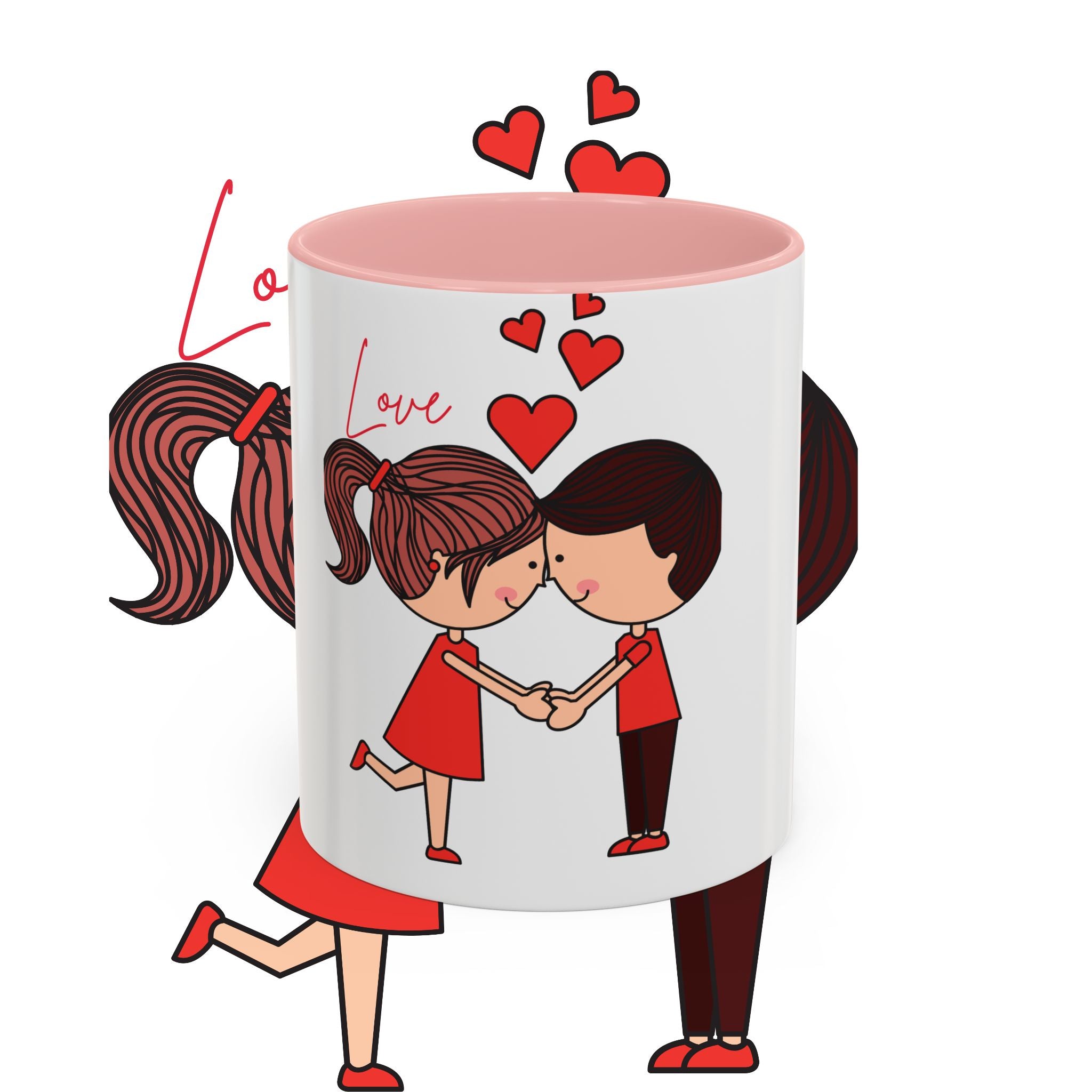 Love Couple Accent Coffee Mug — Cute Romantic Cartoon Mug (11/15oz)