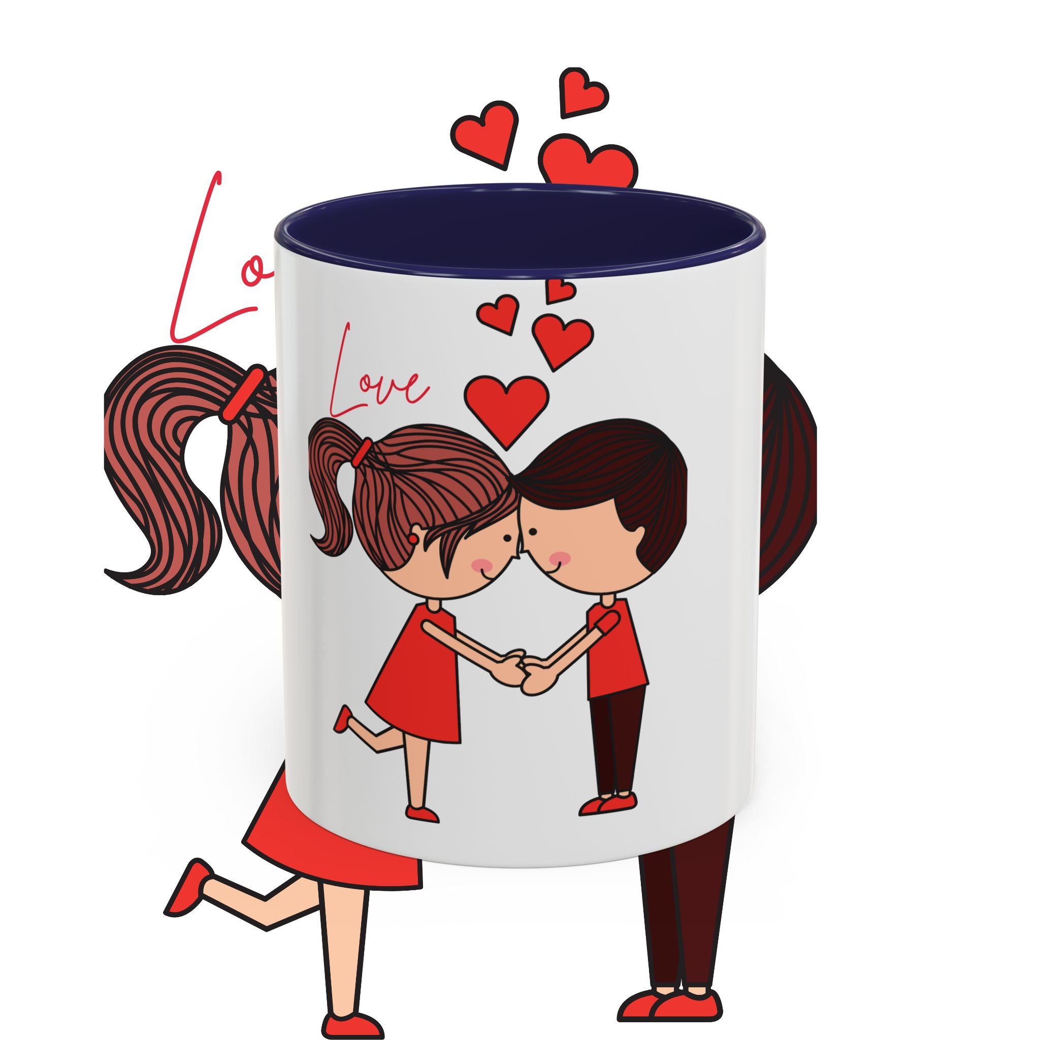 Love Couple Accent Coffee Mug — Cute Romantic Cartoon Mug (11/15oz)