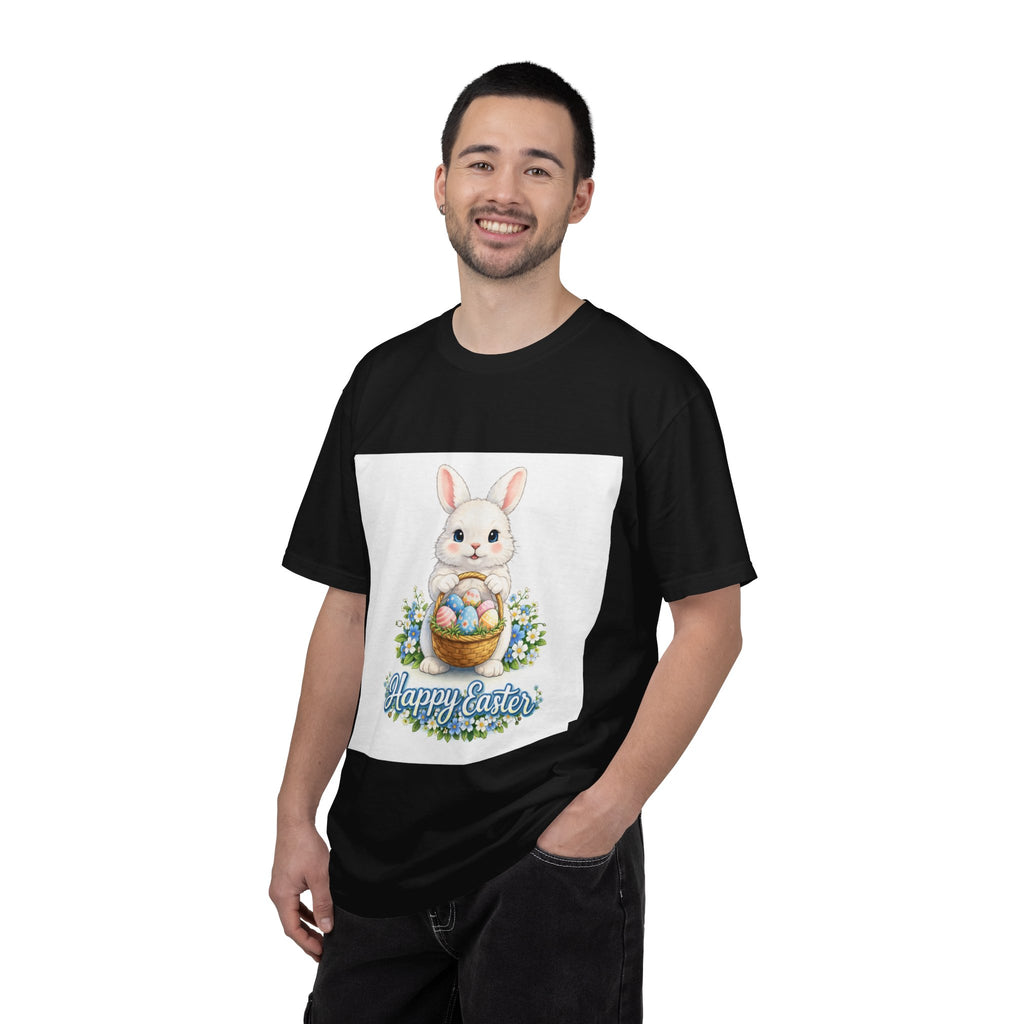 Easter Bunny T-Shirt — "Happy Easter" Cute Bunny with Egg Basket