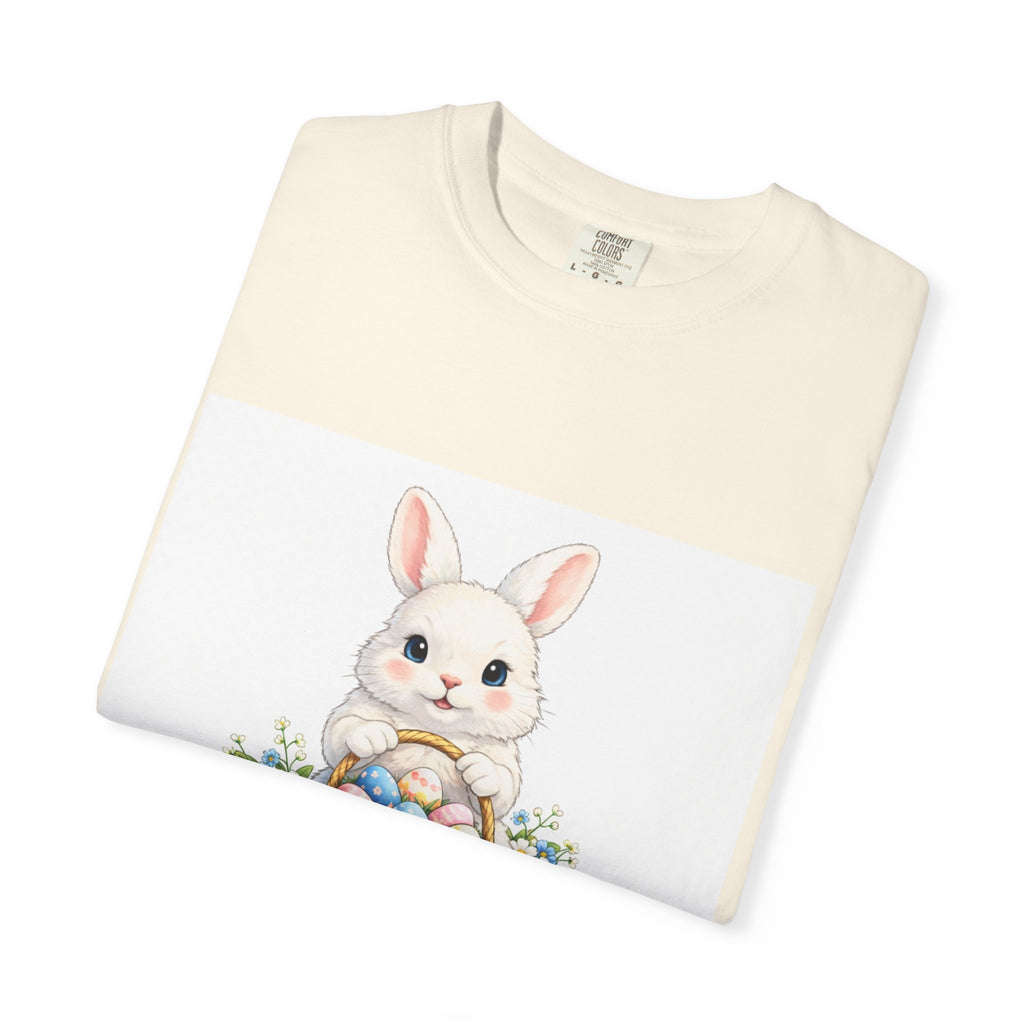 Easter Bunny T-Shirt — "Happy Easter" Cute Bunny with Egg Basket