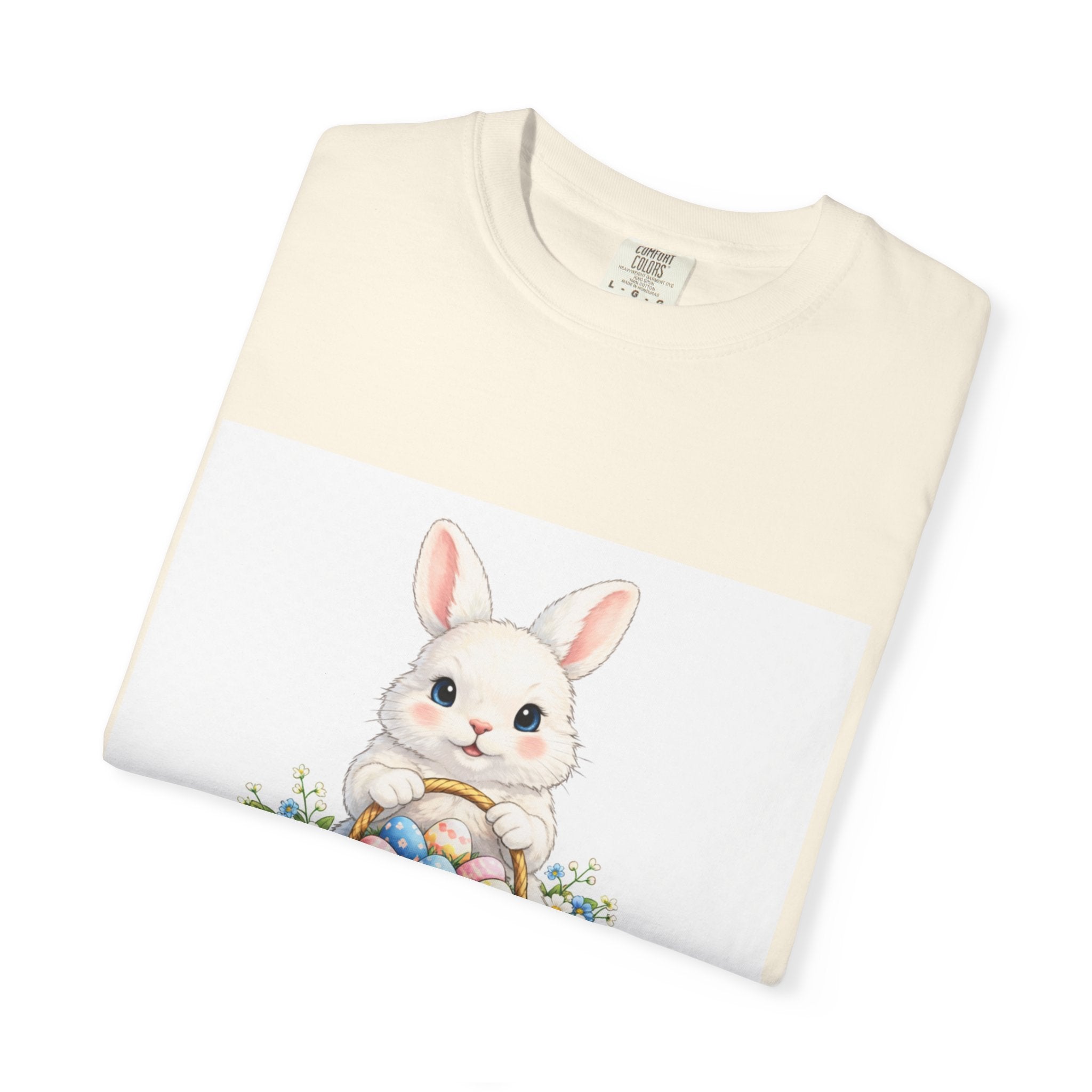 Easter Bunny T-Shirt — "Happy Easter" Cute Bunny with Egg Basket